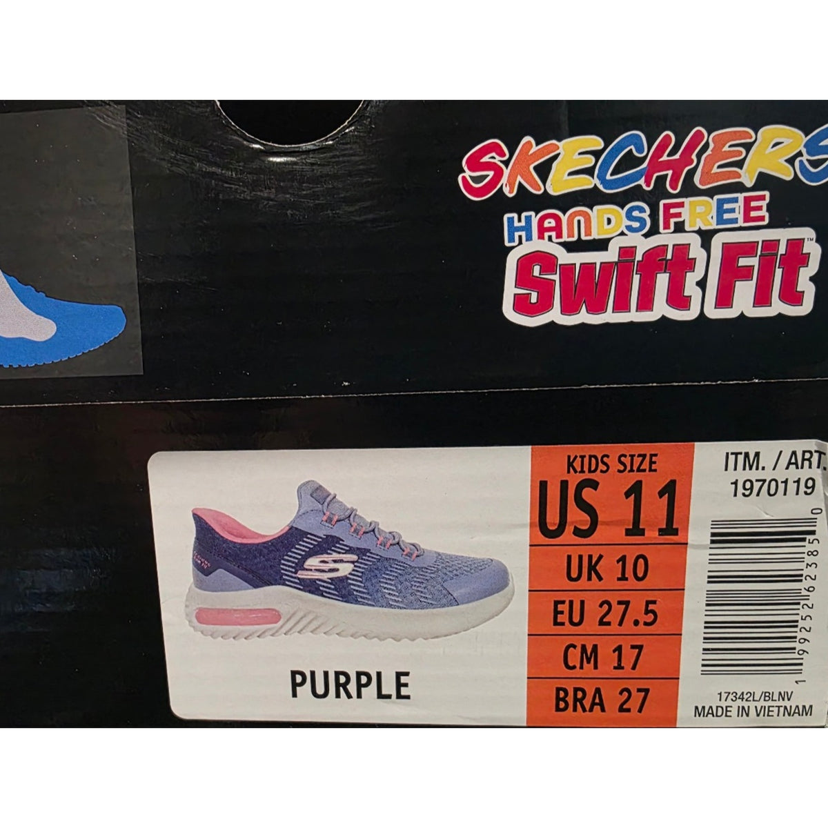 Skechers Swift Fit Sneakers Kids Purple Hands Free Slip On Size 11