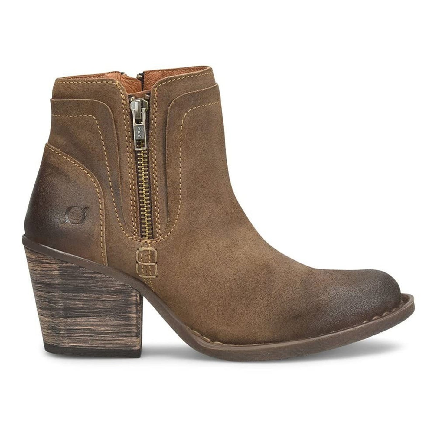 BORN Alana Distressed Suede Ankle Western Booties Taupe Boots Women 8.5 M