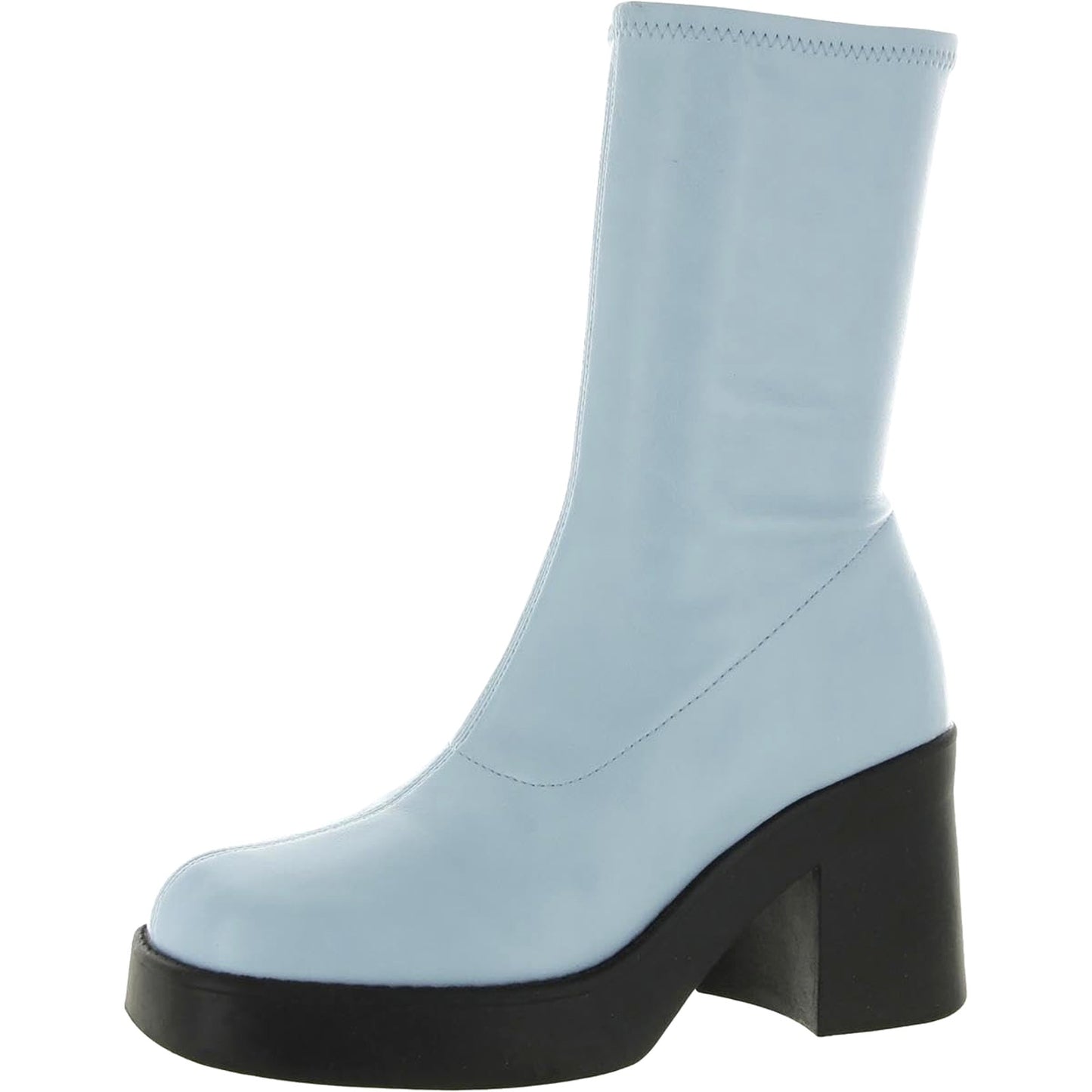 Steve Madden Klayton Platform Boot Women Size 8.5 Sky Blue Chunky Heel Retro 70s
