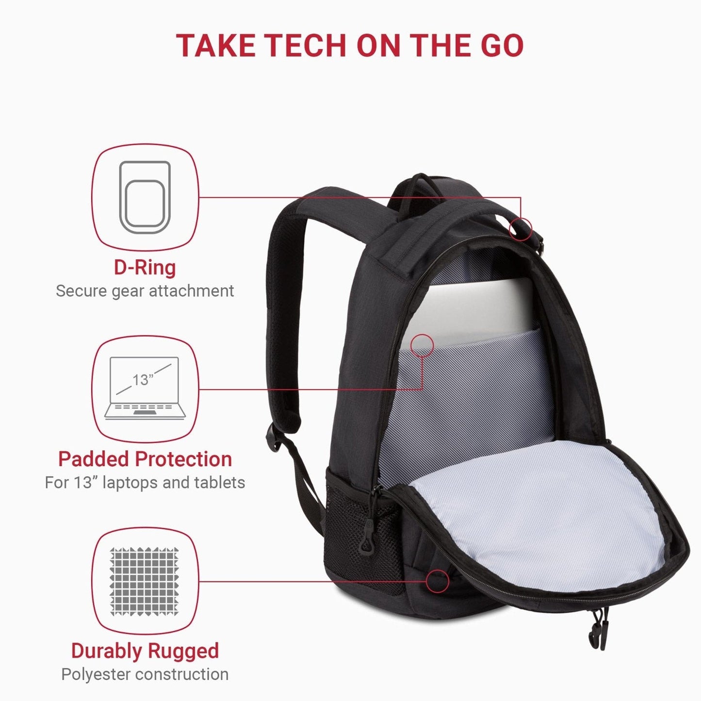 SwissGear 1186 Bungee Backpack, Grey (Laptop Version), 17.75 inch Swissgear