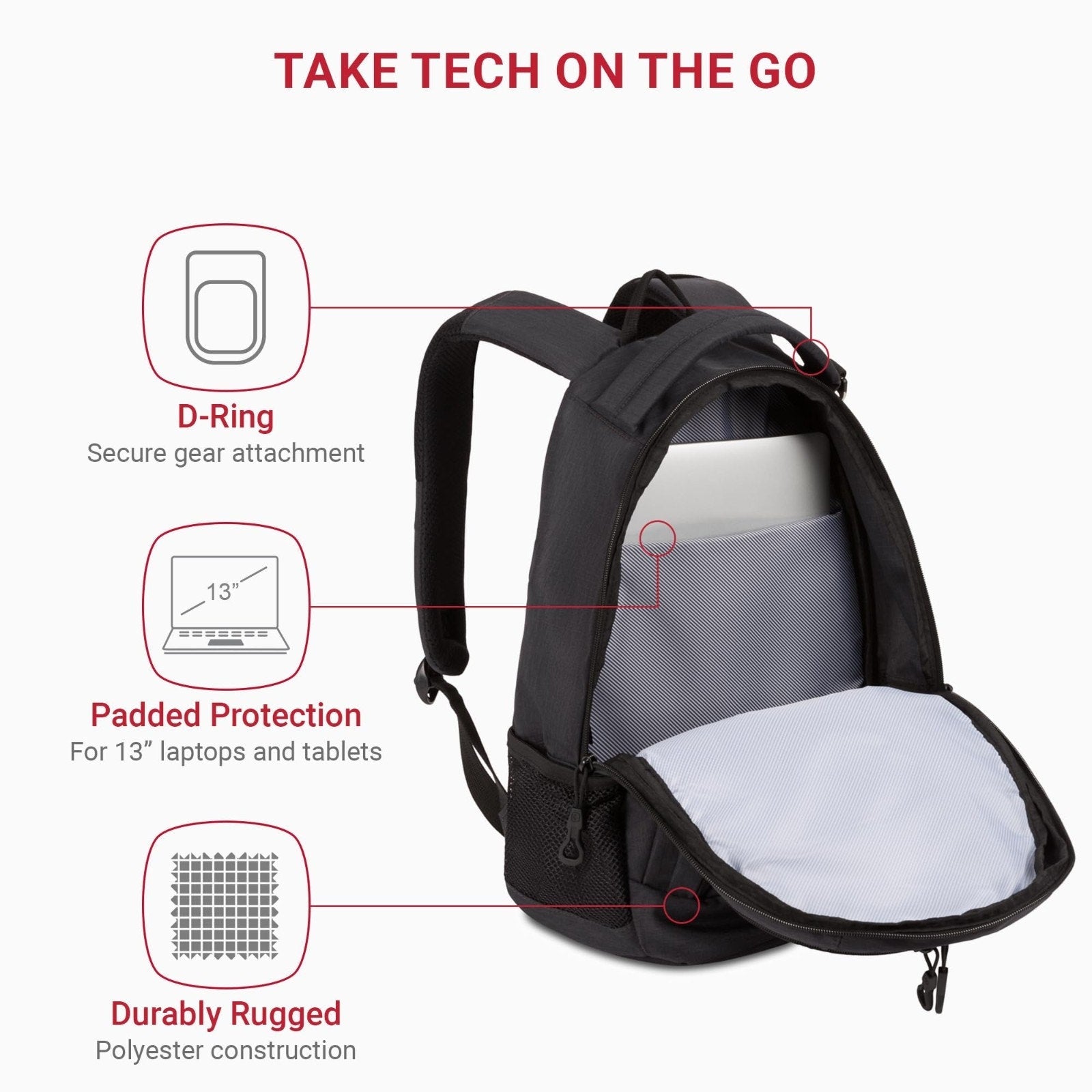 SwissGear 1186 Bungee Backpack, Grey (Laptop Version), 17.75 inch Swissgear