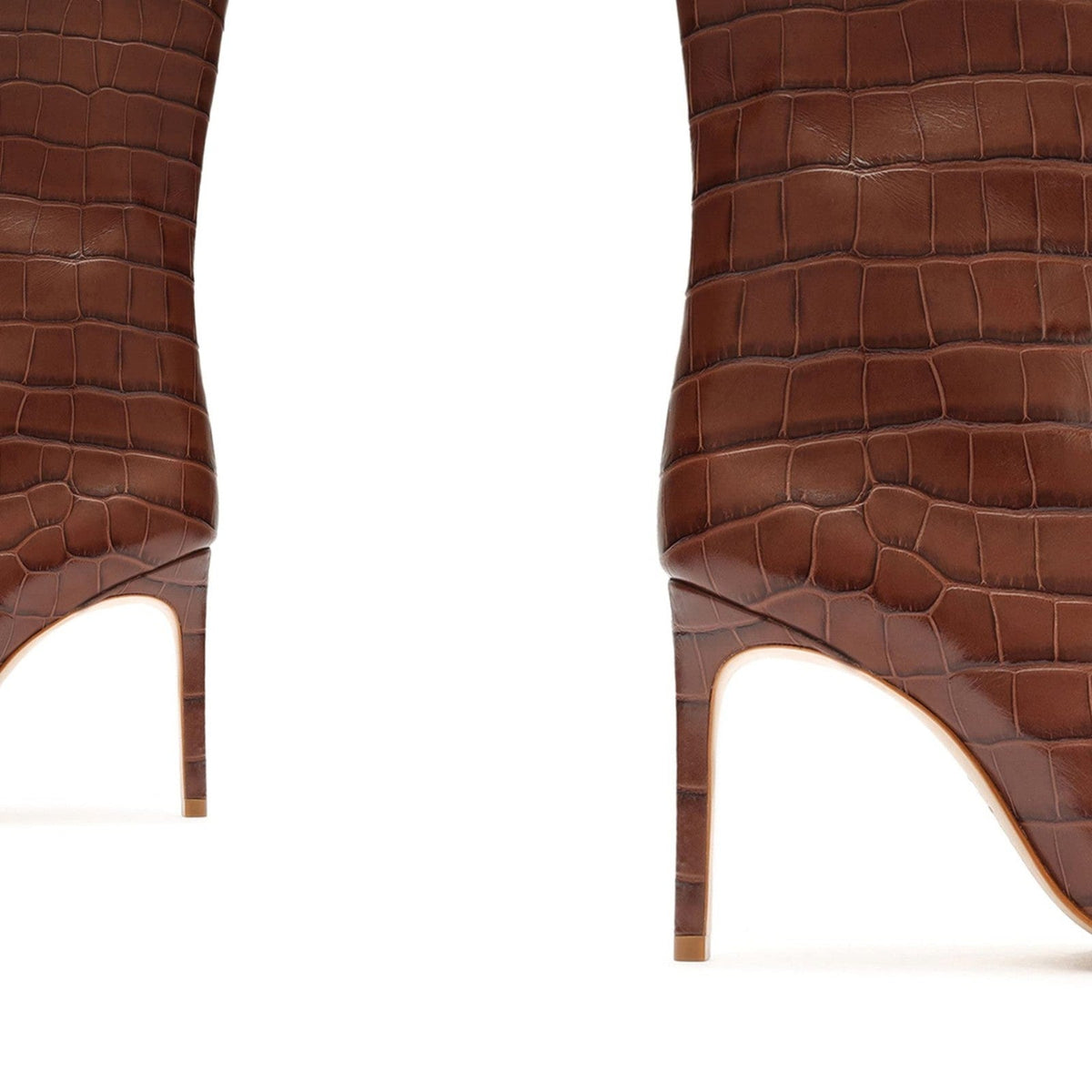 SCHUTZ Mary Women's Boot Croco Pointed Toe Brown Leather Size 8