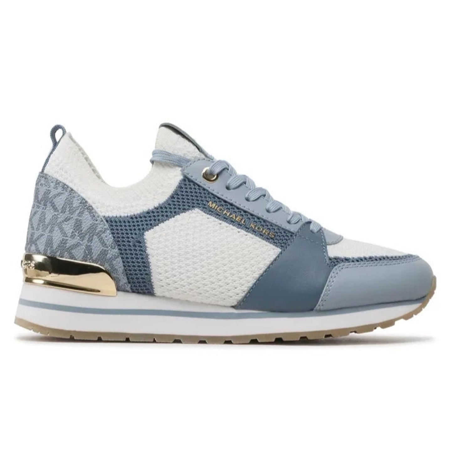 Billie Knit Trainer Pale Blue Multi Women's Lace up casual Shoes Sz 7.5 M Michael Kors