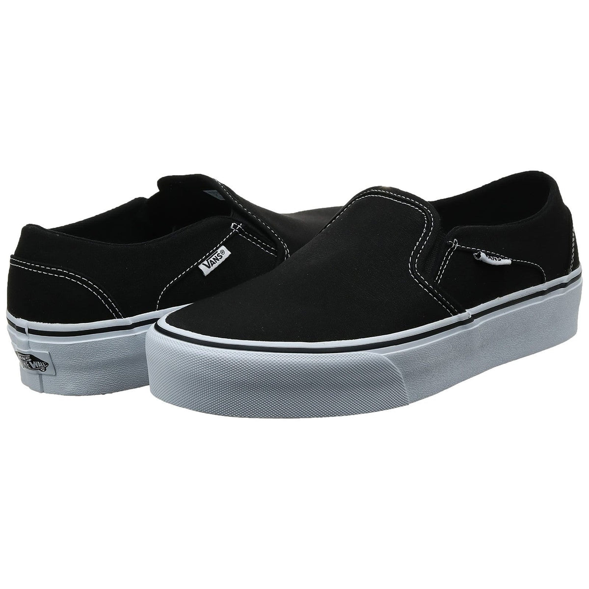 VANS Asher Canvas Women's Slip-On Casual Shoes Black Solid Logo 8