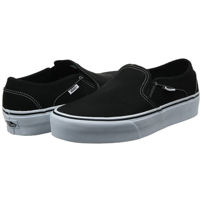 VANS Asher Canvas Women's Slip-On Casual Shoes Black Solid Logo 8