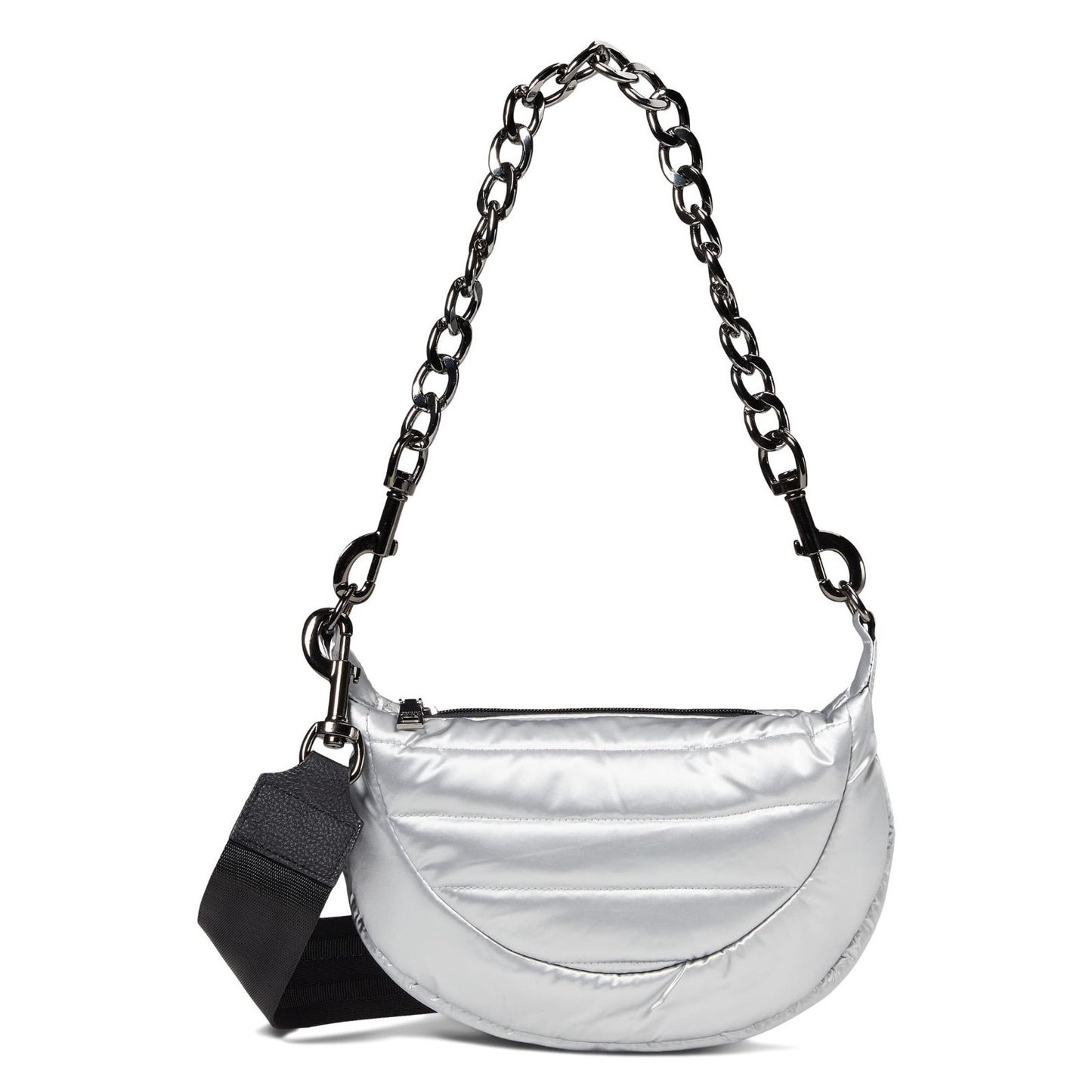 THINK ROYLN Rolyn Tiny Dancer Small Silver Liquid Bag W/ Black Hardware NWT