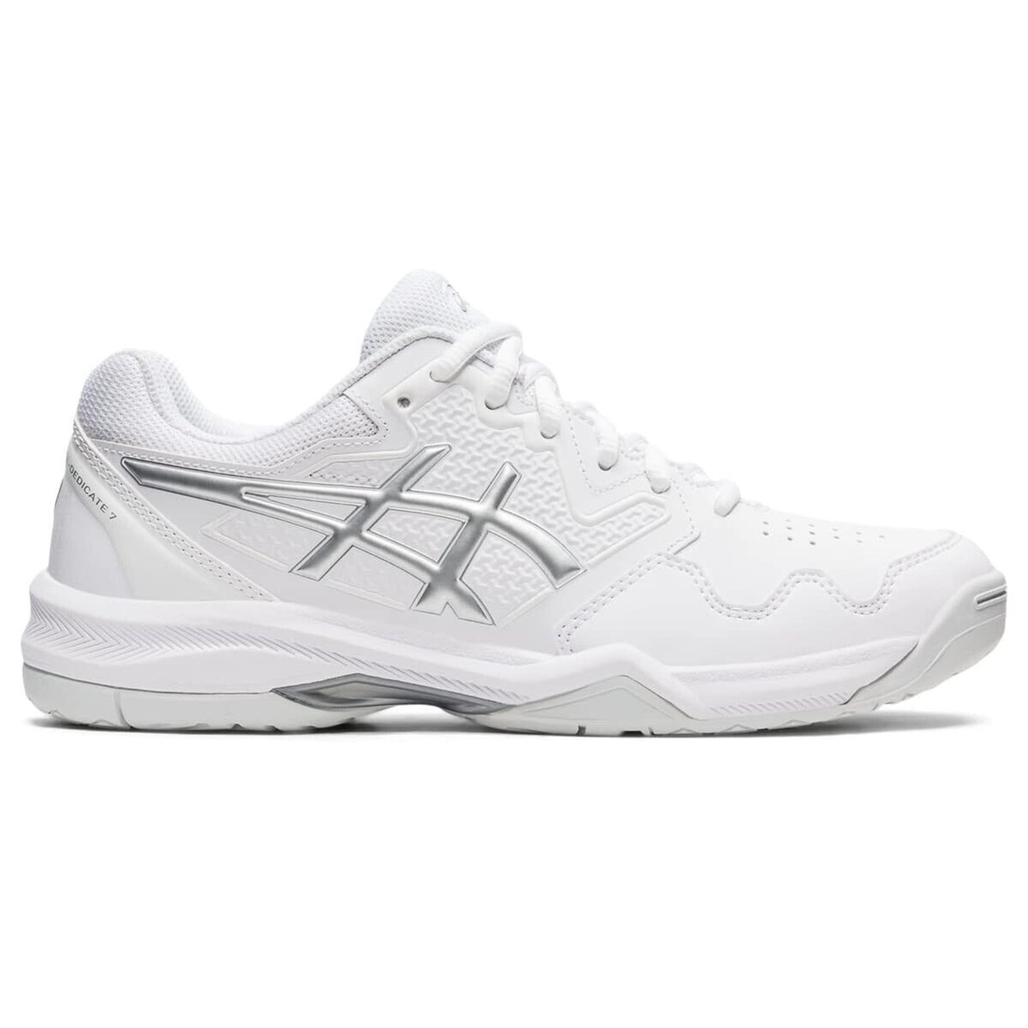 ASICS Women's Gel-Dedicate 7 Tennis Shoes, White/Pure Silver US 8.5