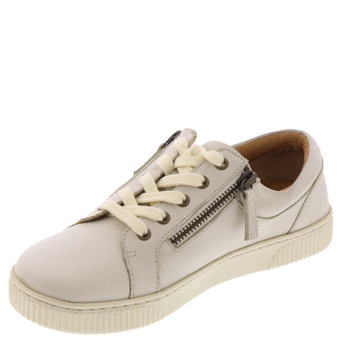 Born Paloma Women's Comfort Sneaker Slip On Zip Up White Leather Size 9.5