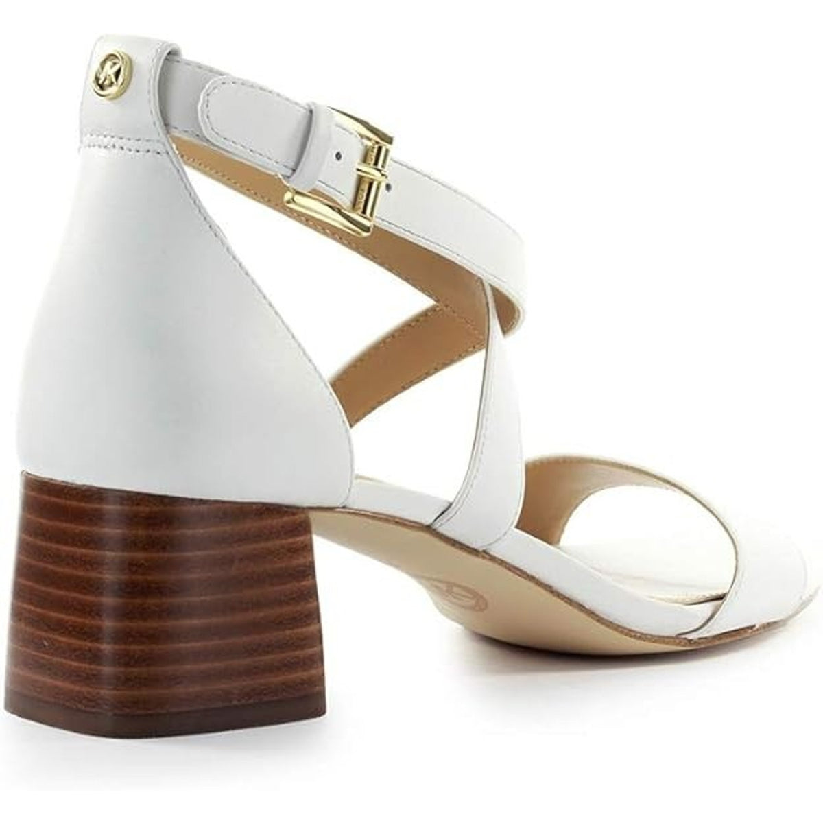 Women's Shoes Michael Kors Diane Mid Block Heel Sandals Optic White Size 7.5 M