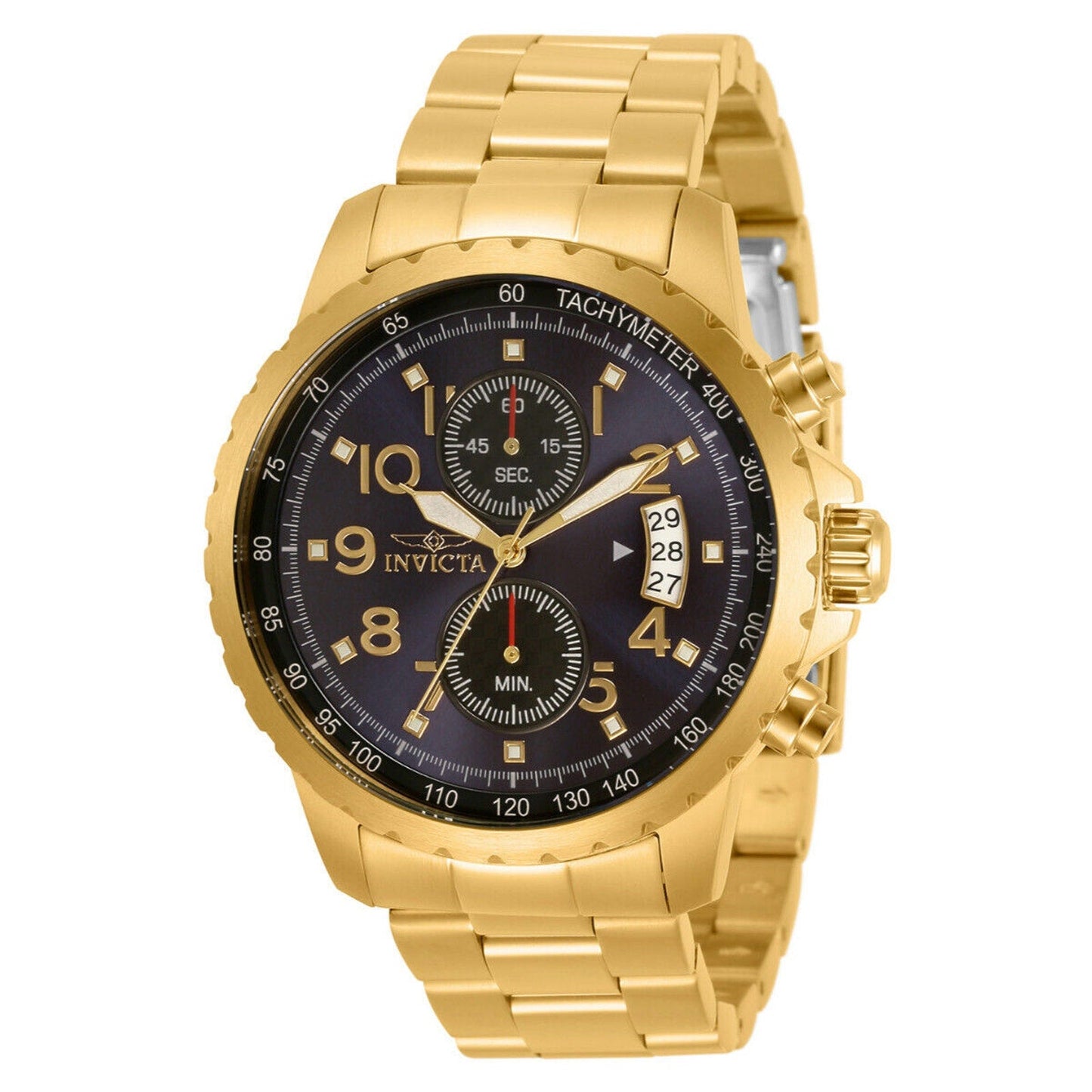 Invicta Specialty Men's quartz chronograph blue dial watch- 45mm, Gold 13785 Invicta