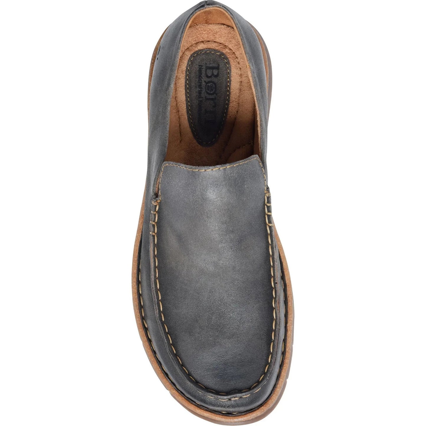 BORN Baylor Dark Grey Distressed Suede Slip On Loafers Shoes Men's size 9.5 M