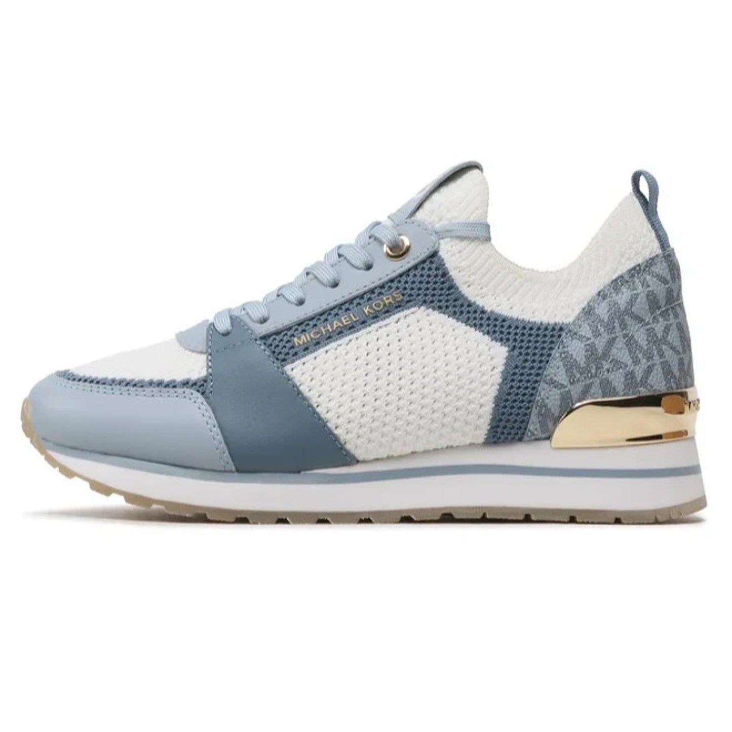 Billie Knit Trainer Pale Blue Multi Women's Lace up casual Shoes Sz 7.5 M Michael Kors