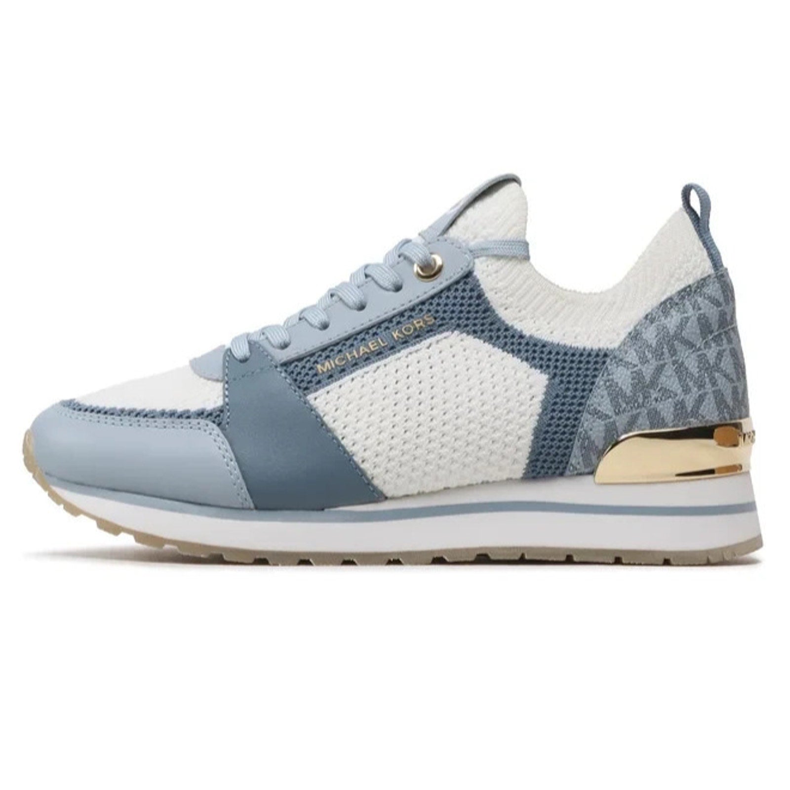 Billie Knit Trainer Pale Blue Multi Women's Lace up casual Shoes Sz 7.5 M Michael Kors