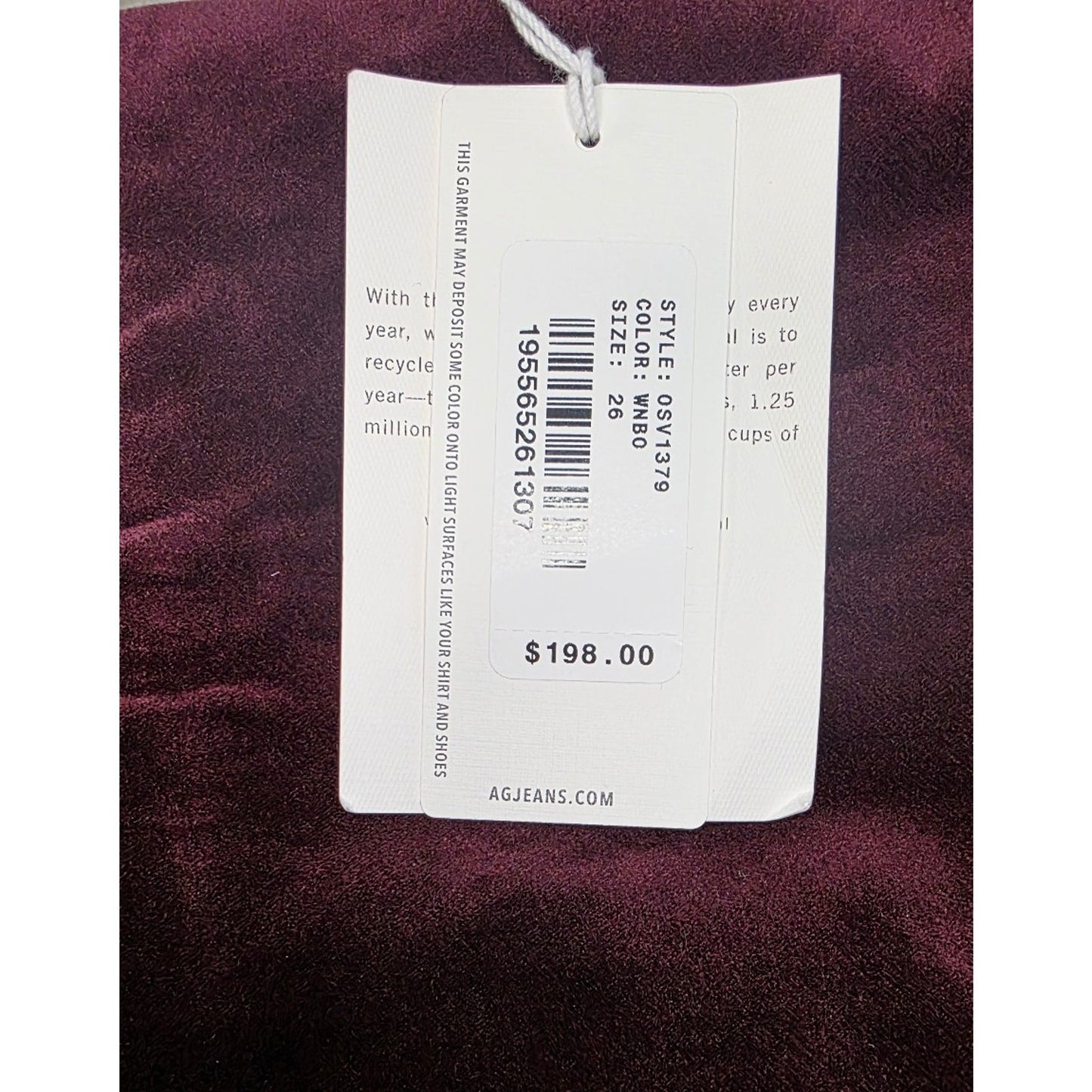 AG Adriano Goldschmied The Farrah Skinny High Rise Skinny Jeans Burgundy Size 26