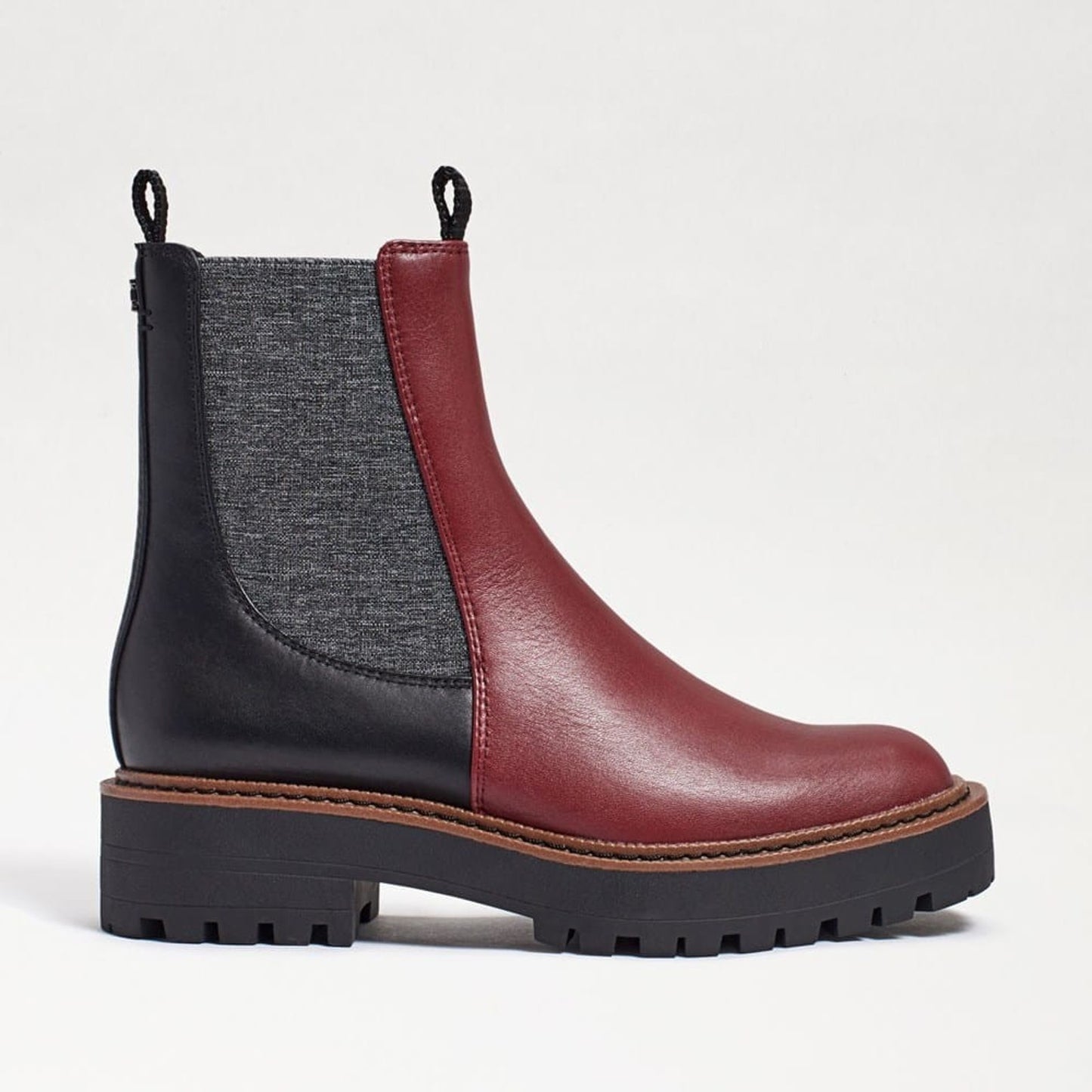 Sam Edelman Women's Laguna Chelsea Ankle Boot Bordeaux Leather Brown 8 M