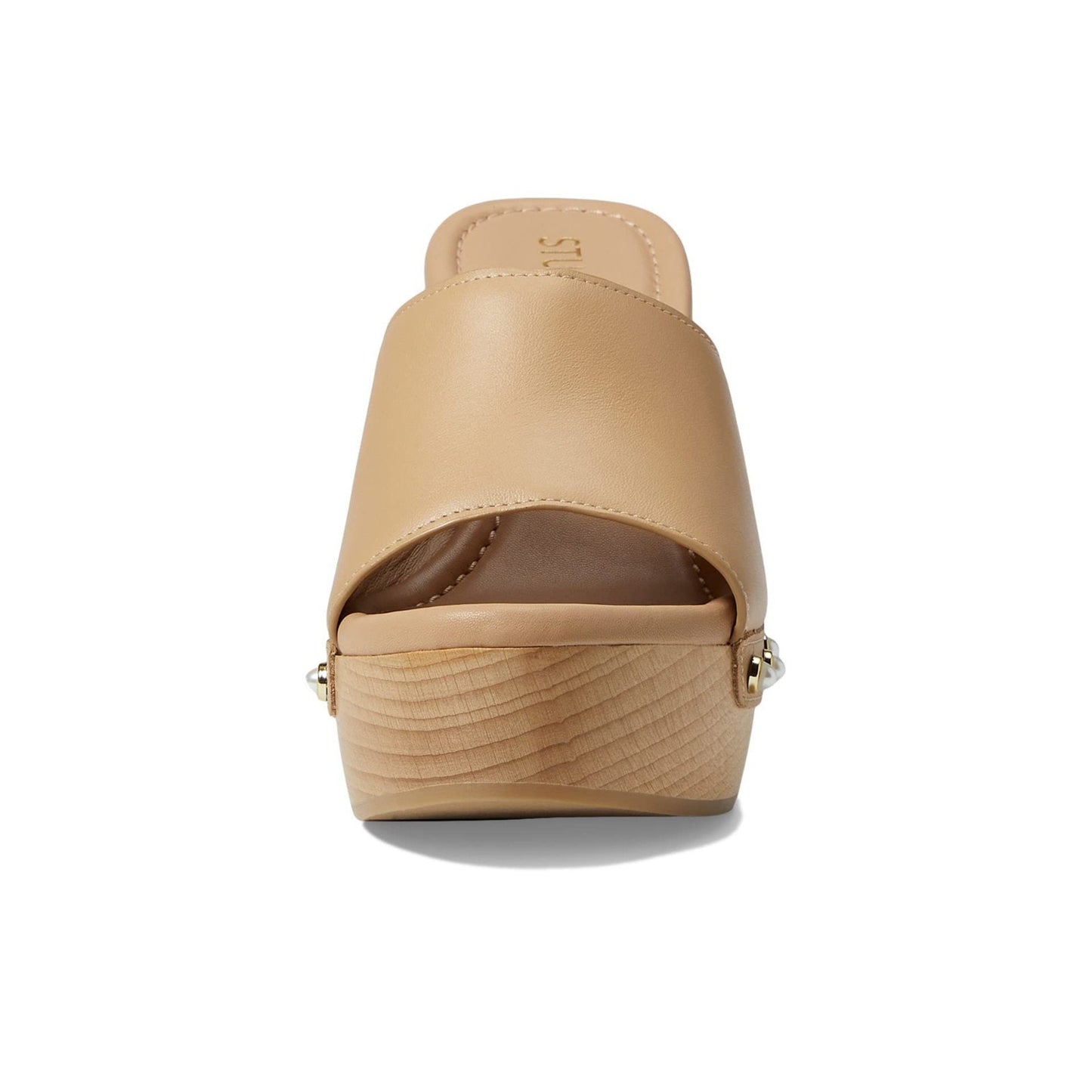 Stuart Weitzman Metallic Pearly-Stud Clog 85 Sandal Adobe Brown 9 B