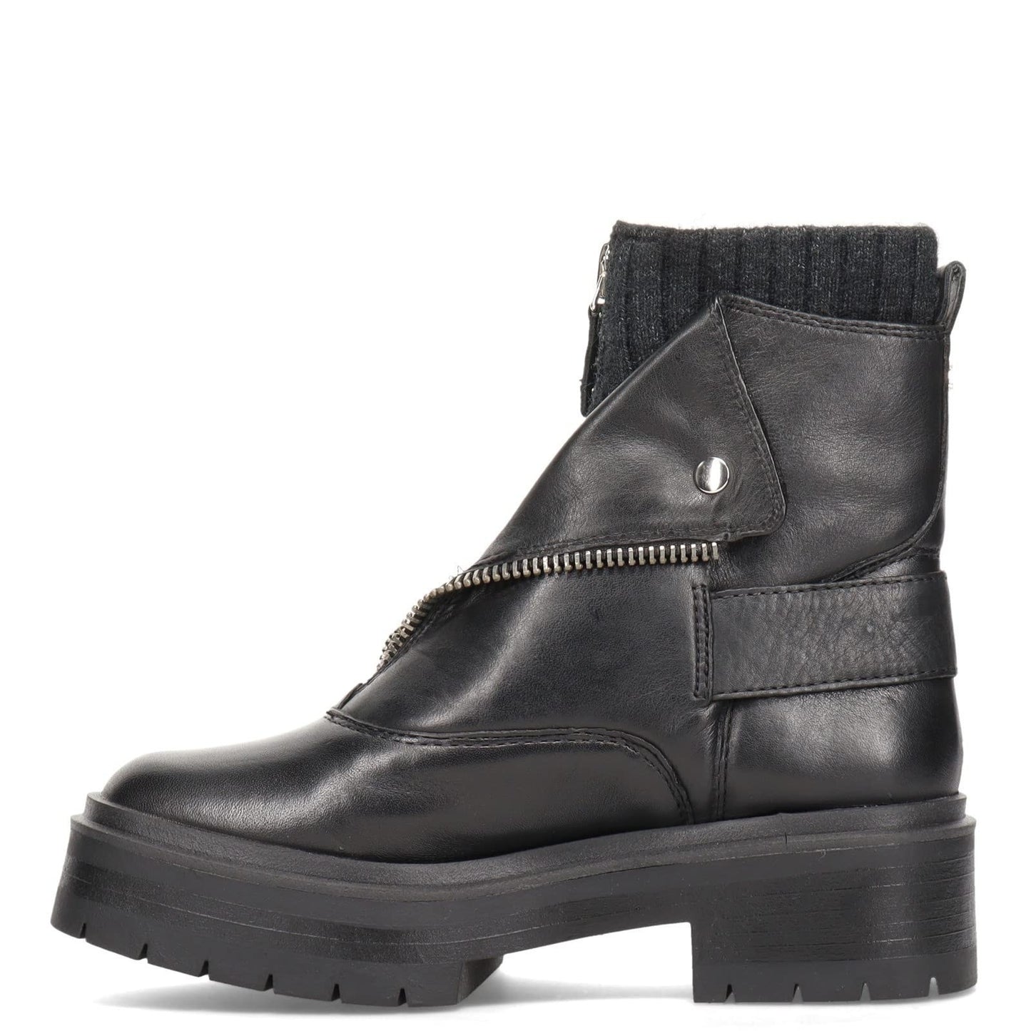 Sam Edelman Womens Linds Ankle Boots Lug Sole Center Zip Black Leather 9.5 M