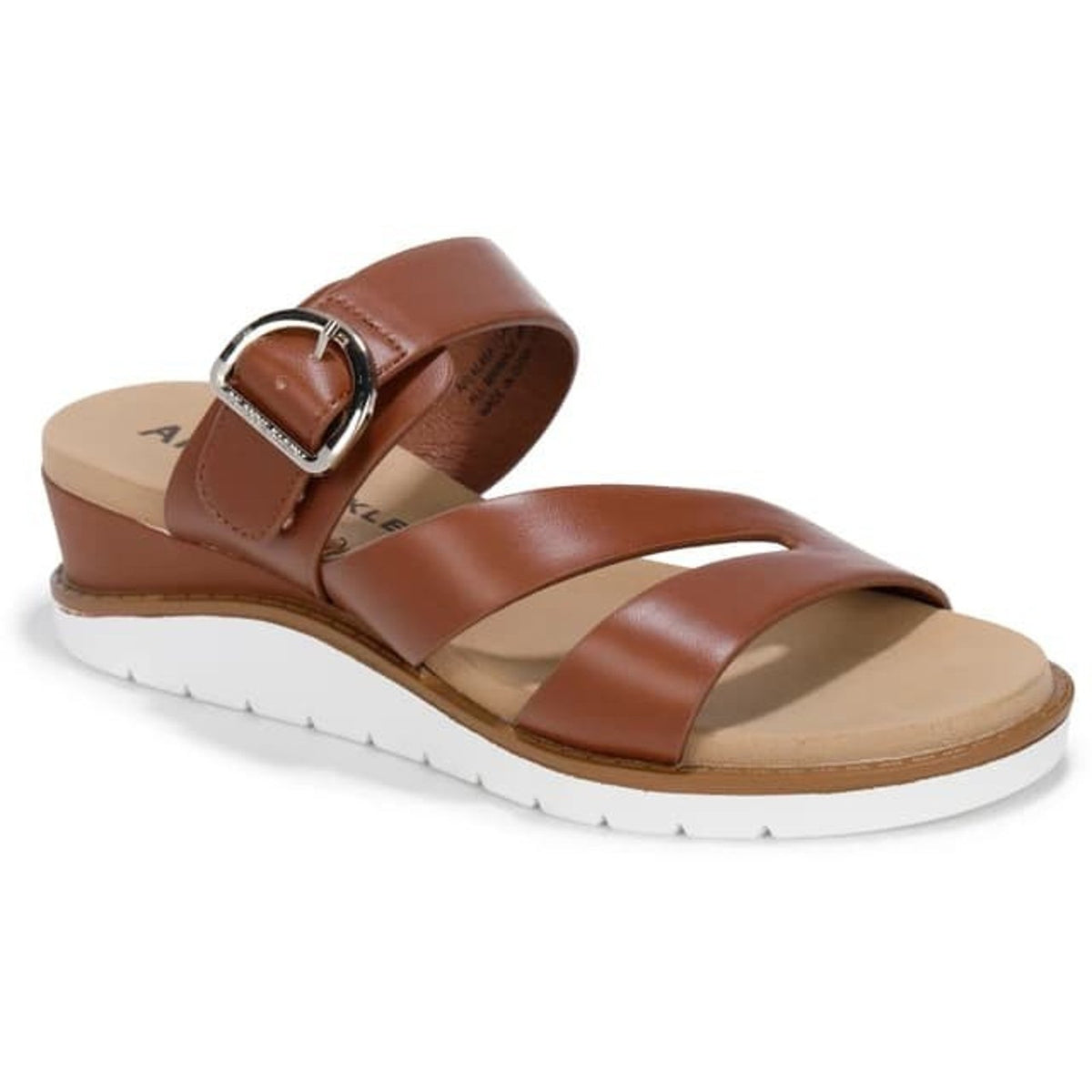 Anne Klein Lalasa Womens Wedge Sandal White Buckle Strap Size 8 M