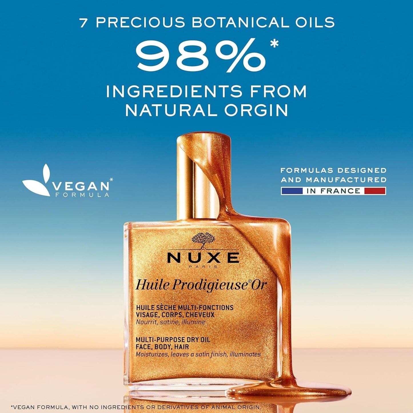 2 Pack Nuxe Huile Prodigieuse OR Golden Shimmer Oil Face Body & Hair (50ml) each