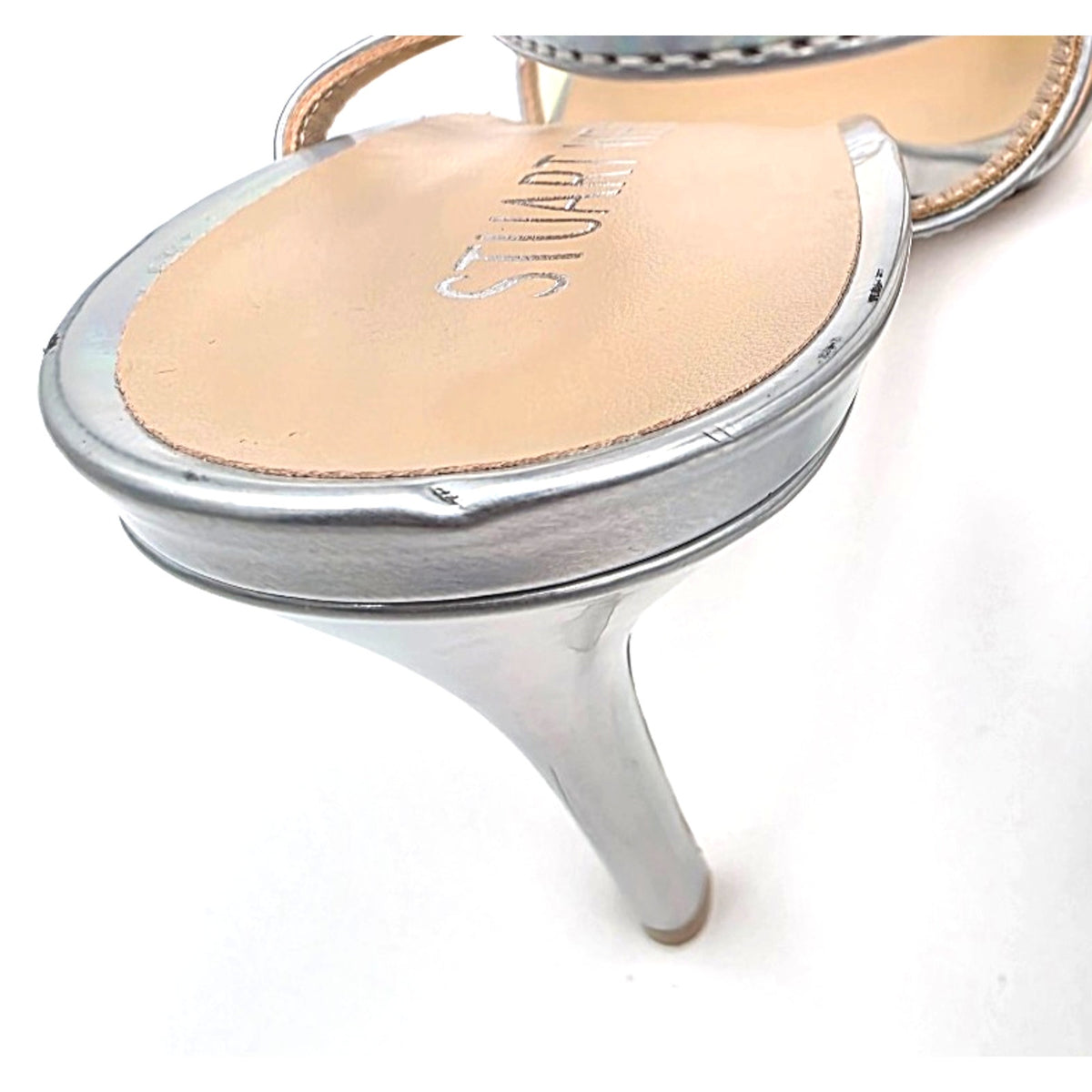Stuart weitzman mondrian 100 sandal heels silver / aurora size 8.5