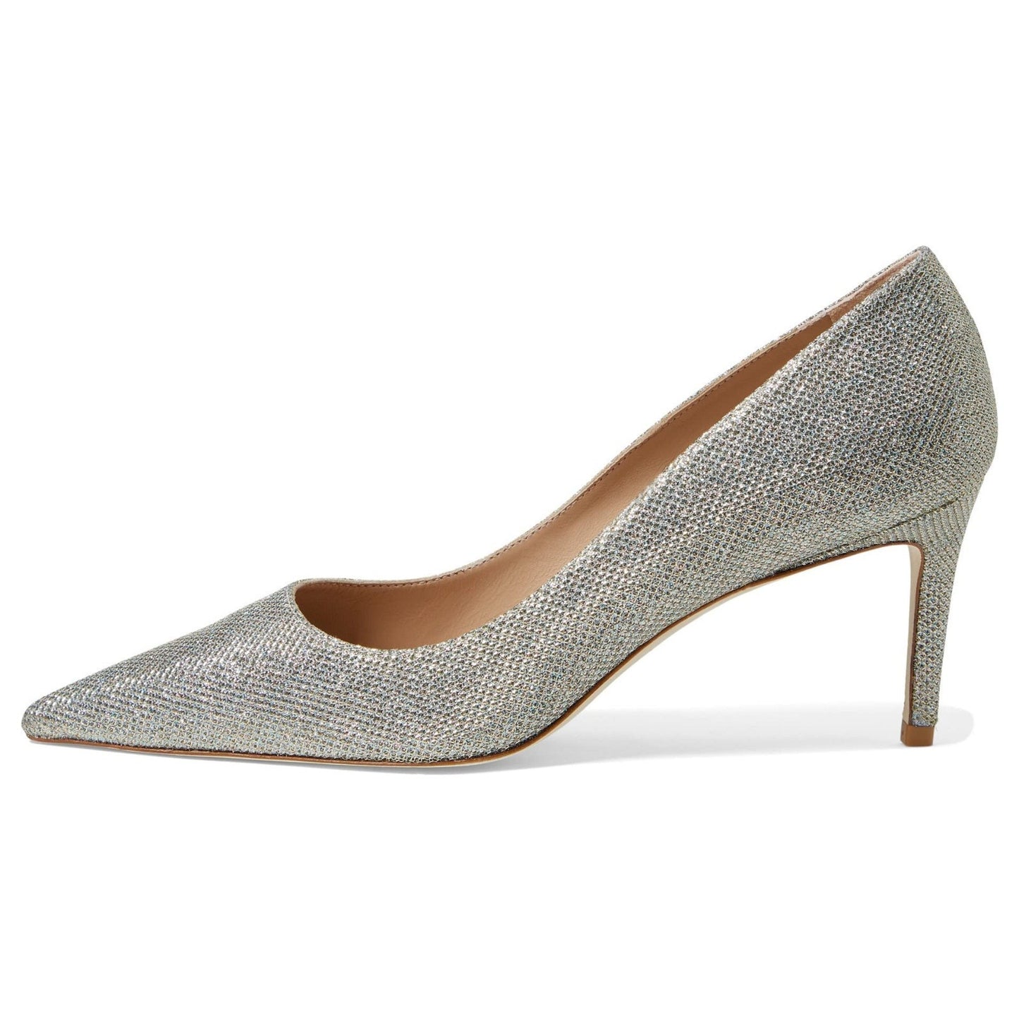 Stuart Weitzman Stuart 75 Crystal Mesh Pointed Toe Pumps Silver Women's Size 9 B