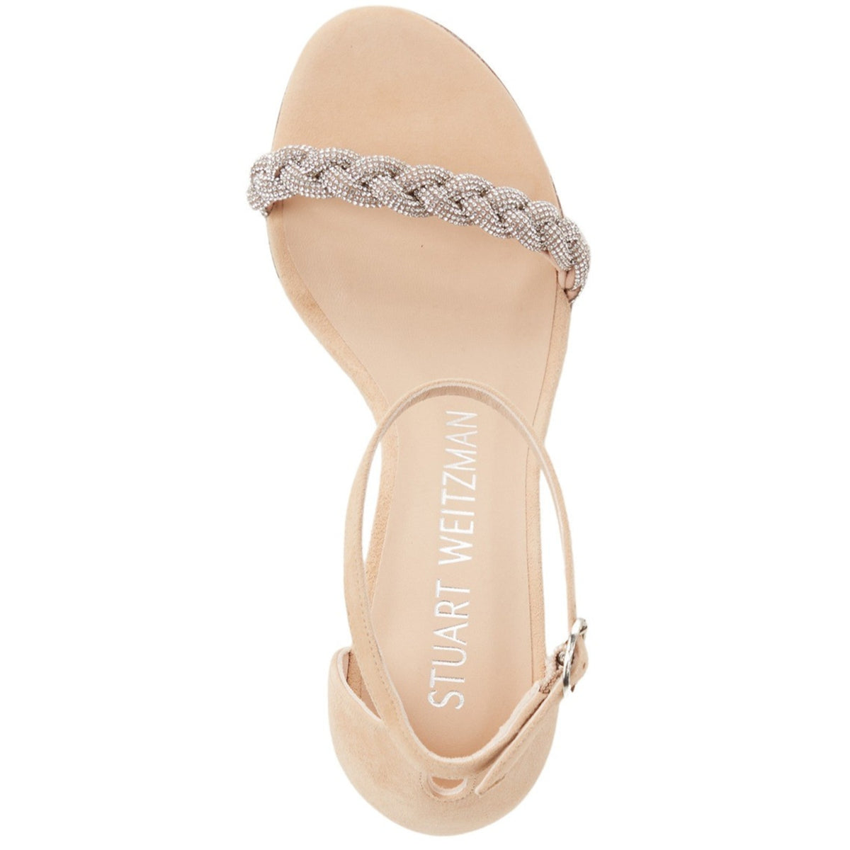 Stuart Weitzman Nearly Nude Hi Shine Women's Sandal Suede Leather Adobe 9 B