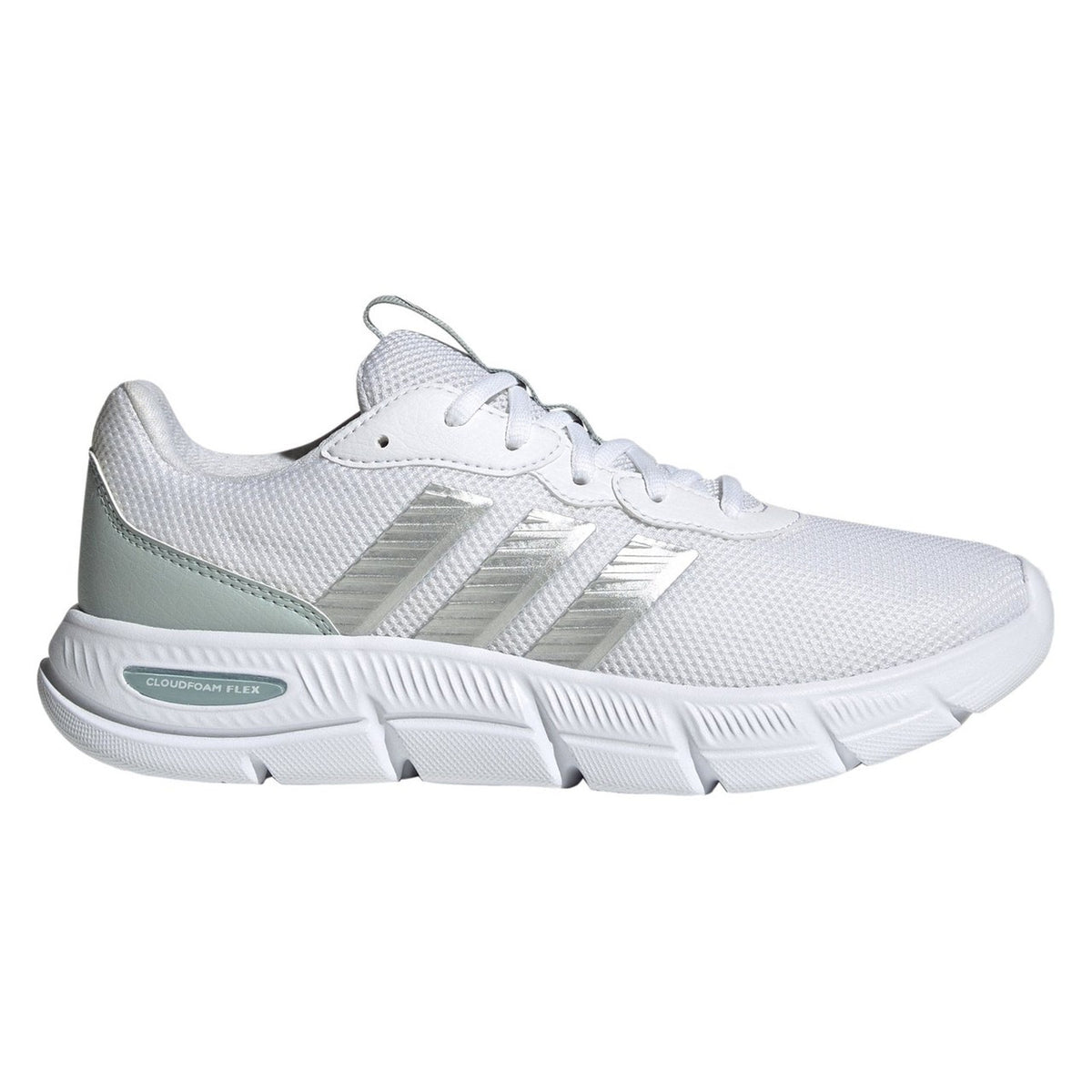 adidas Cloudfoam Flex Laces Women Everyday Wear Walking Shoe White 8 Wide Fit