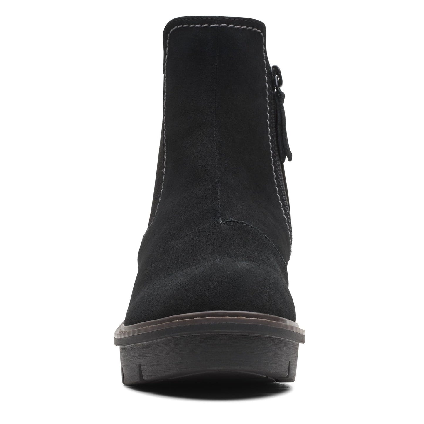 Clarks Airabell Style Ankle Boots Womens 8.5 M Wedge Zip Suede Black NEW