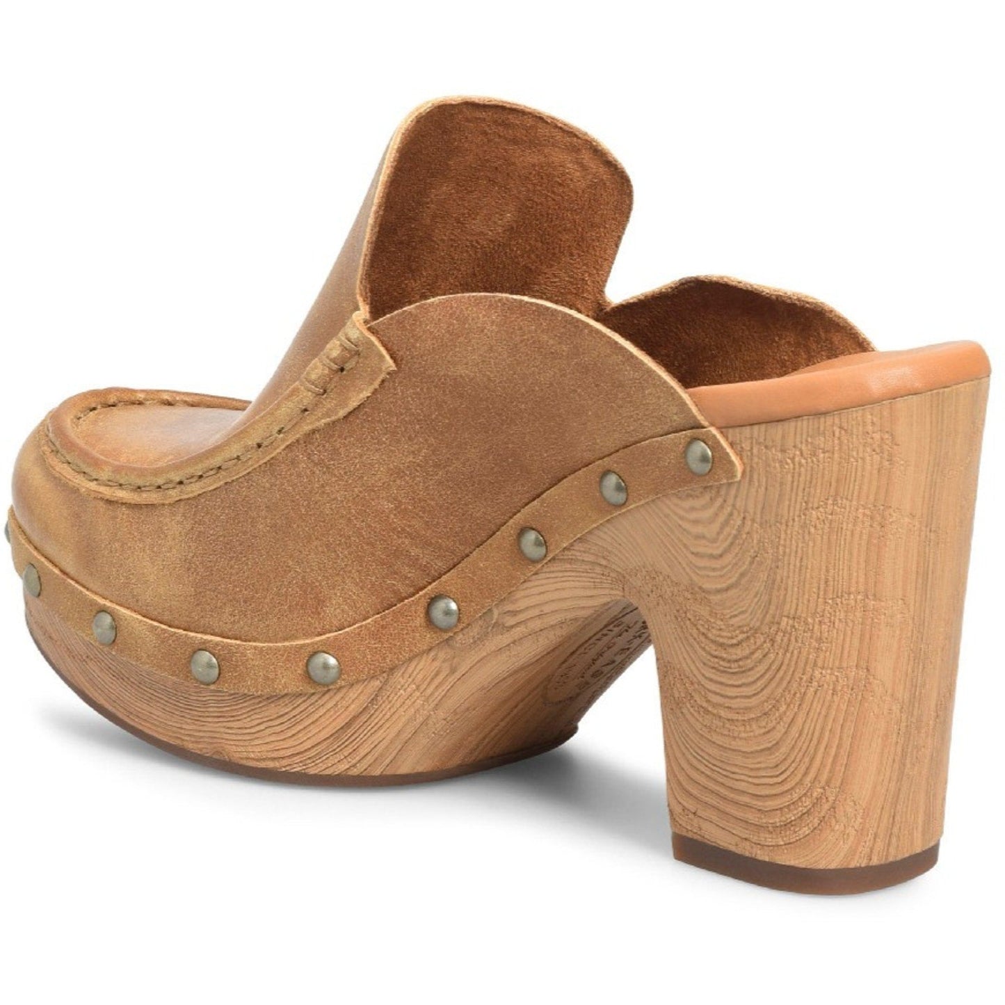 KORK-EASE Women's Spencer Clog - Riveted Trim, Faux Wood Heel Tan, 10M US Kork-Ease