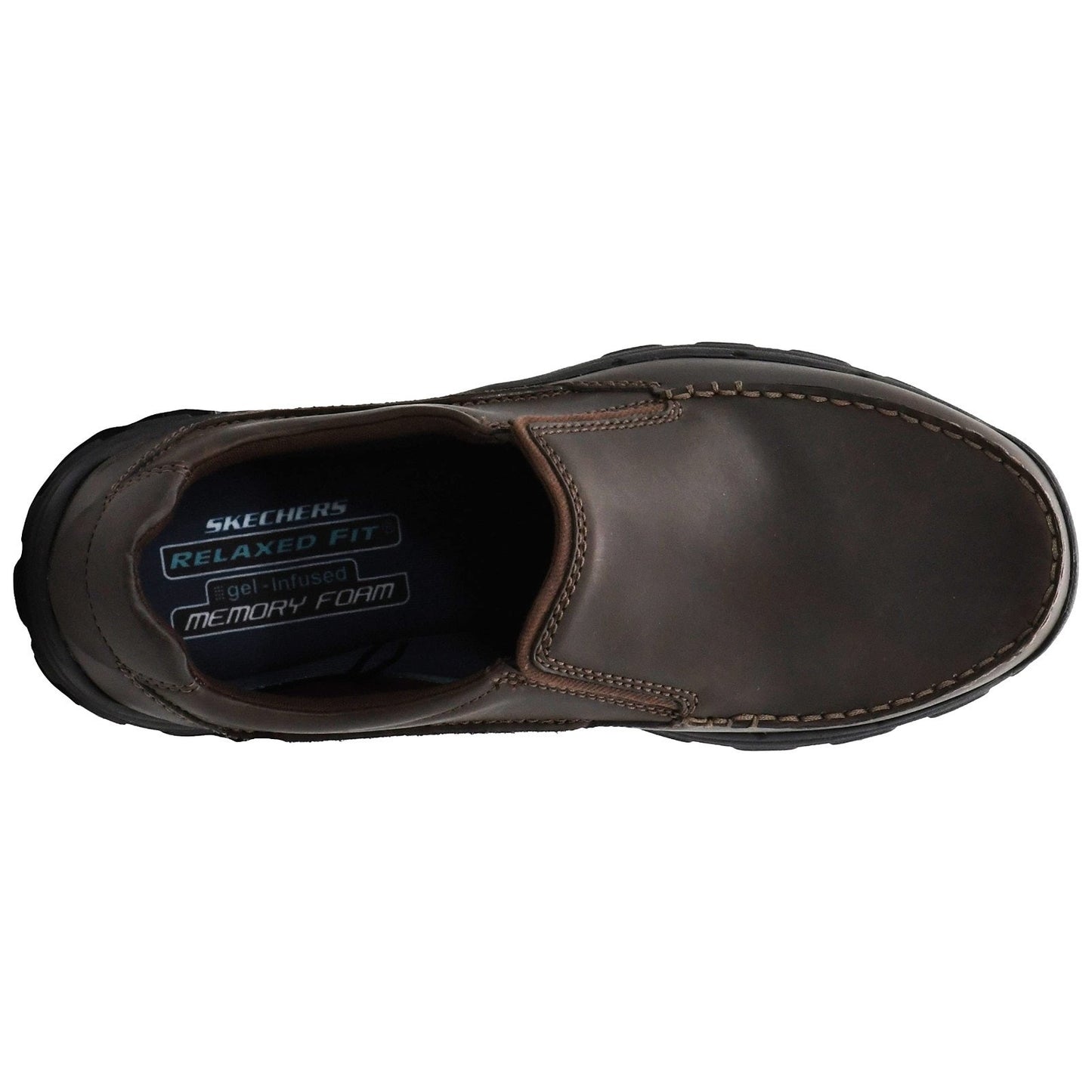 SKECHERS Relaxed Fit Men’s Dark Brown Leather Slip-On Loafers Memory Foam US 9.5