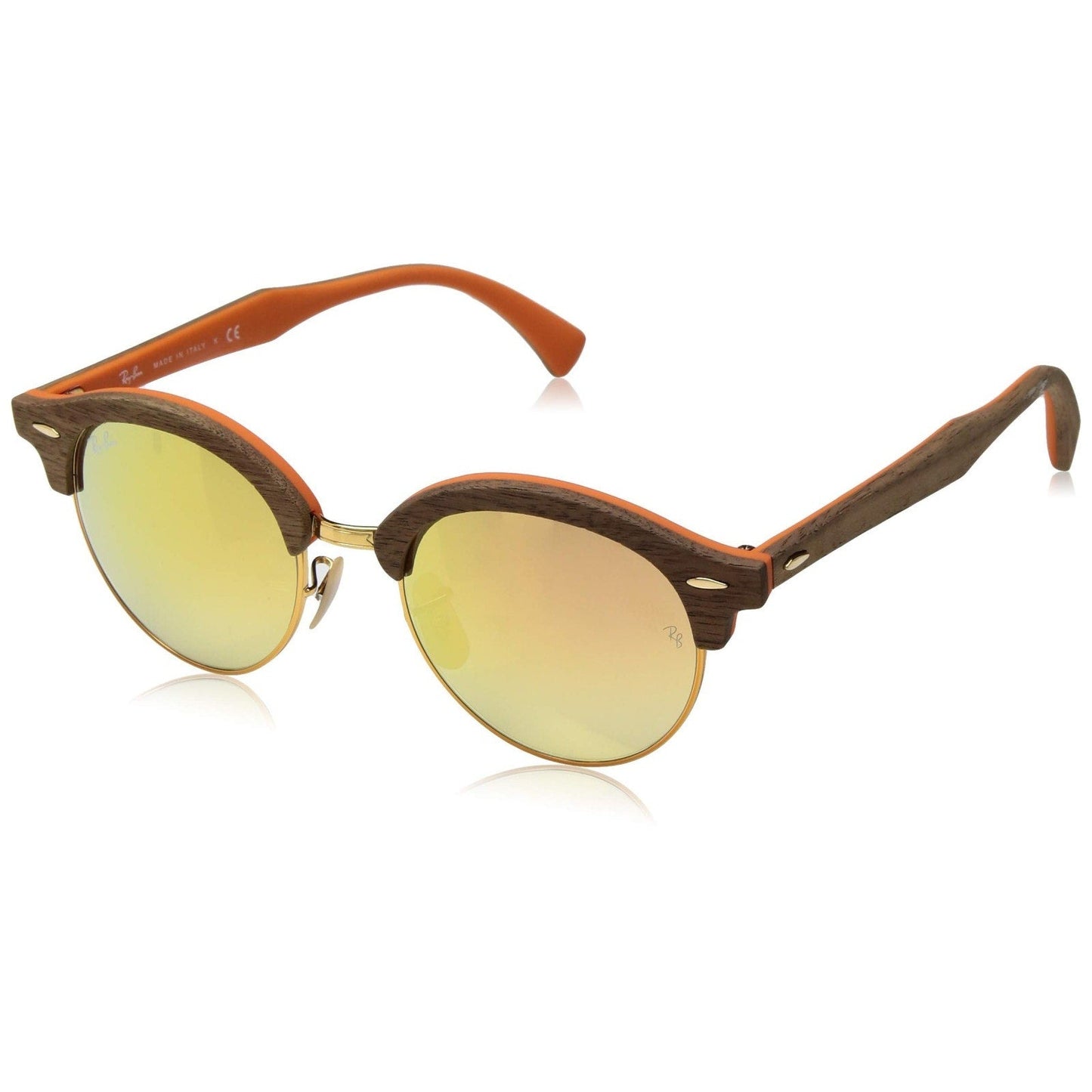 Ray-Ban CLUBROUND WOOD 0RB4246M Gradient Brown/Mirror Pink One Size 51-19-145 Ray-Ban