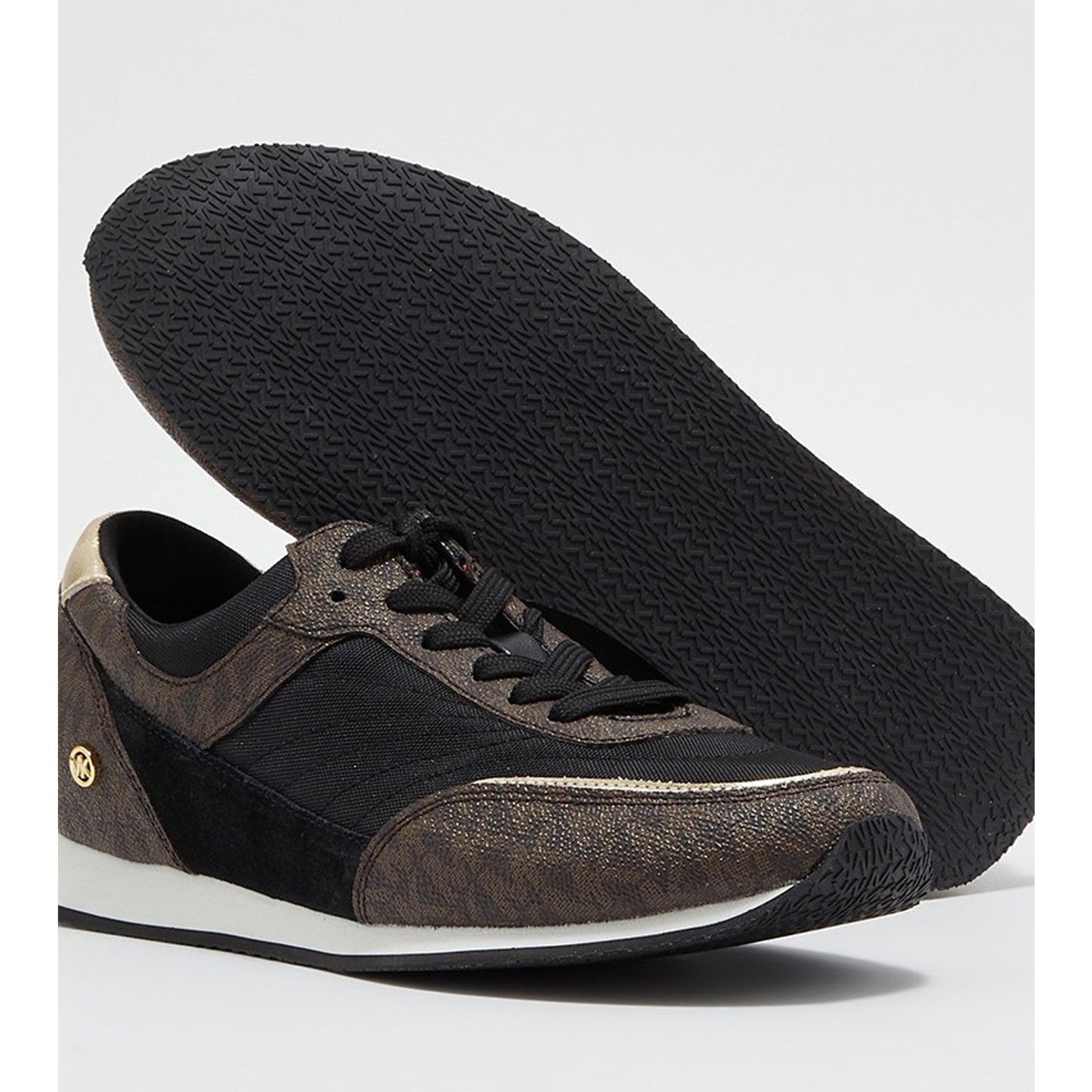MICHAEL KORS Callan Round Toe Low Top WOMENS Sneakers BLACK/BROWN Size 8.5 M Michael Kors