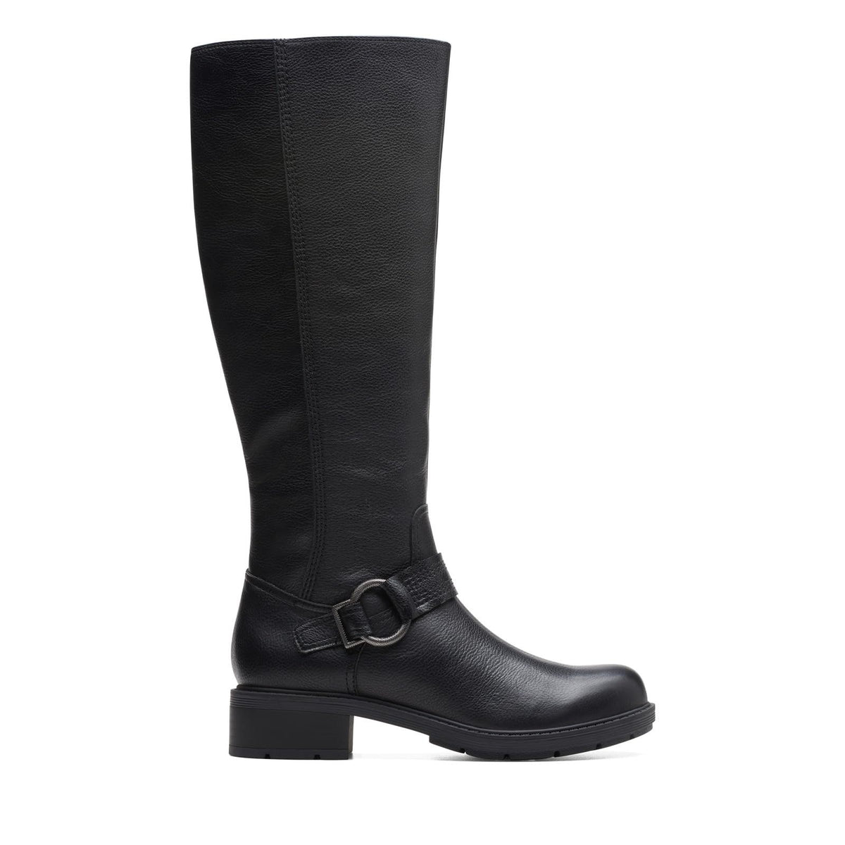 Clarks Hearth Rae Women's Black  Round Leather Heel Boot Size 8 M