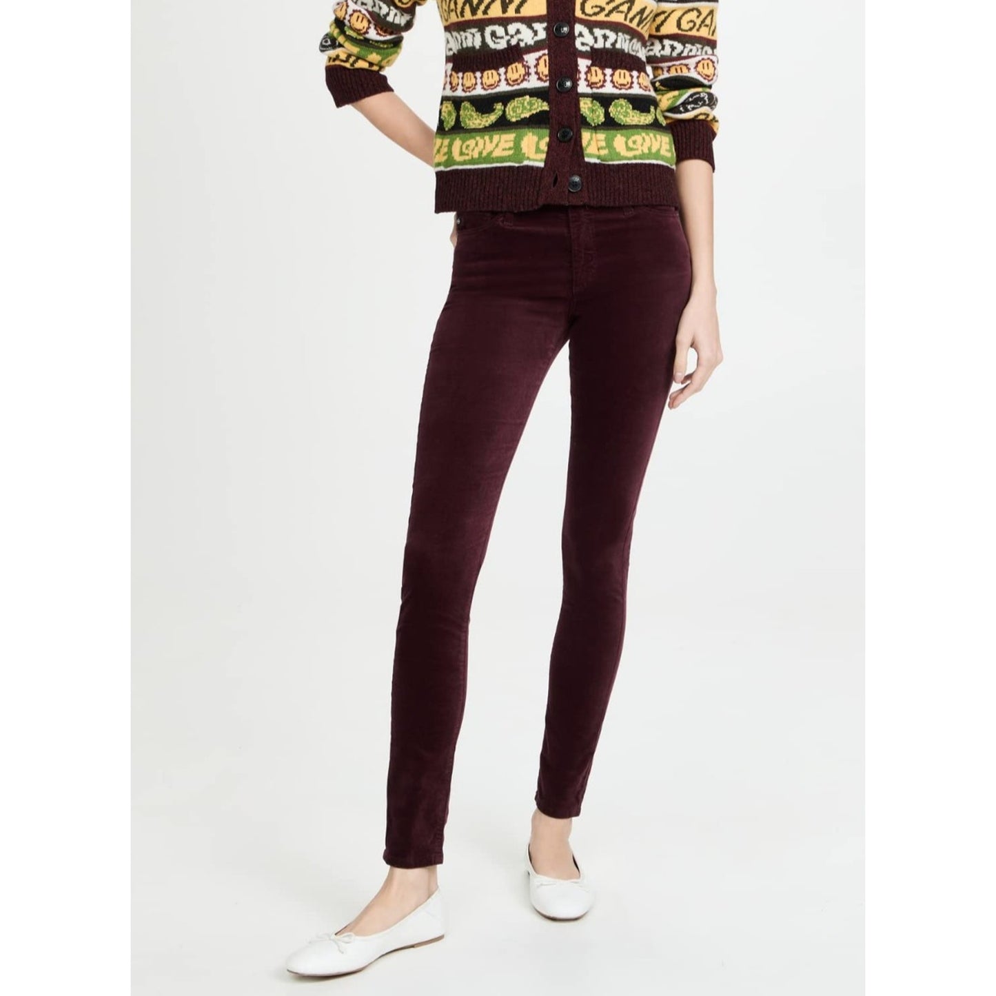 AG Adriano Goldschmied The Farrah Skinny High Rise Skinny Jeans Burgundy Size 26