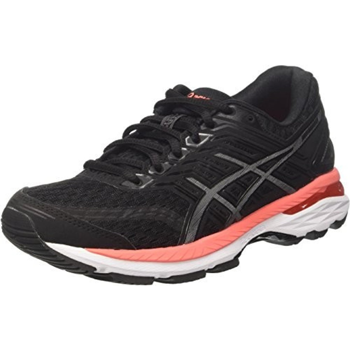 ASICS GT-2000 5 Womens Running Walking Shoes 8 Black/carbon/flash coral T757N