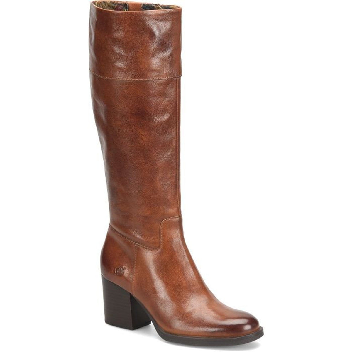 Born Women's Brandy Brown Leather Block Heel Knee High Boot Size 8 M