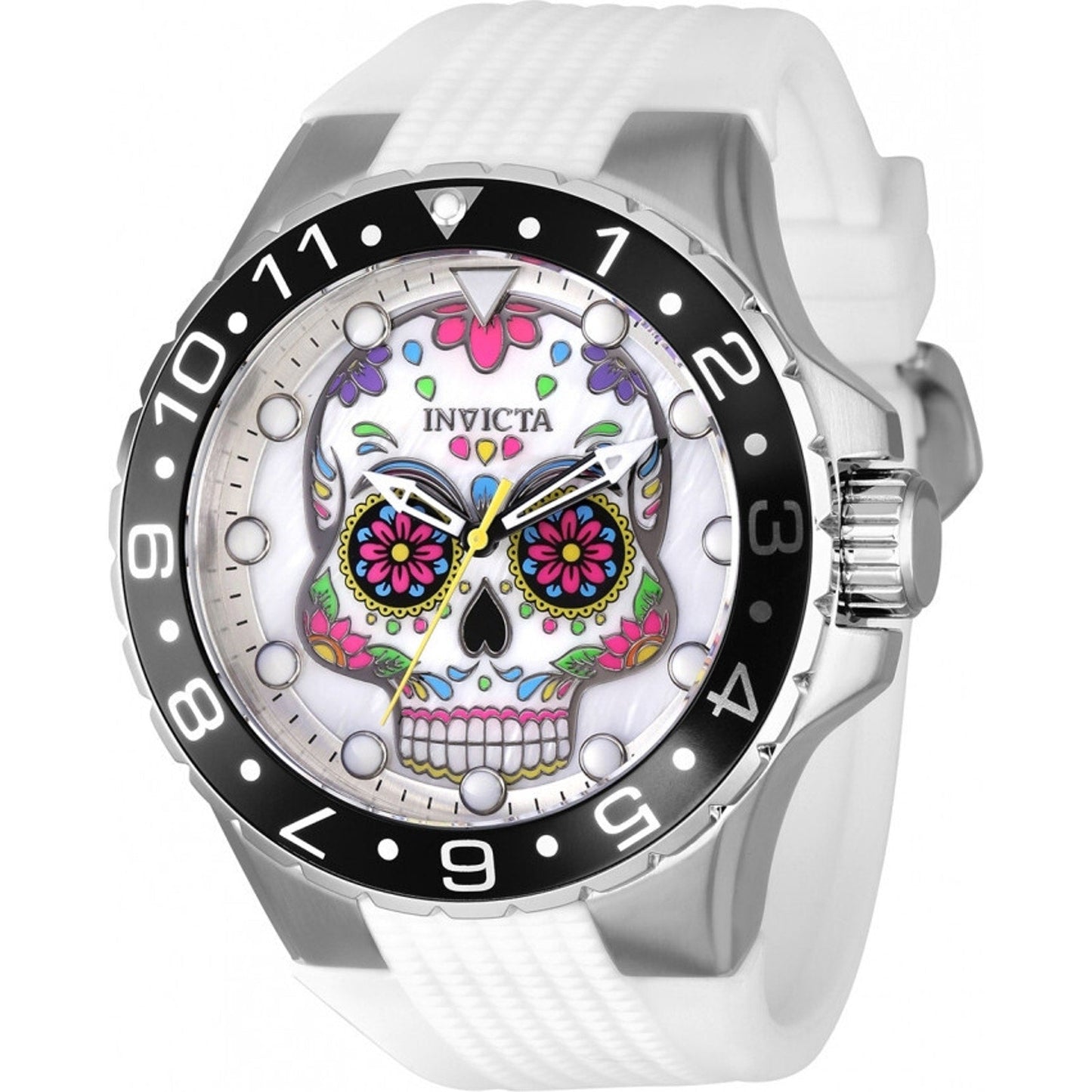 Invicta Men's 50mm AVIATOR Dia De Los Muertos Quartz MOP Skull Dial Watch 36853 Invicta