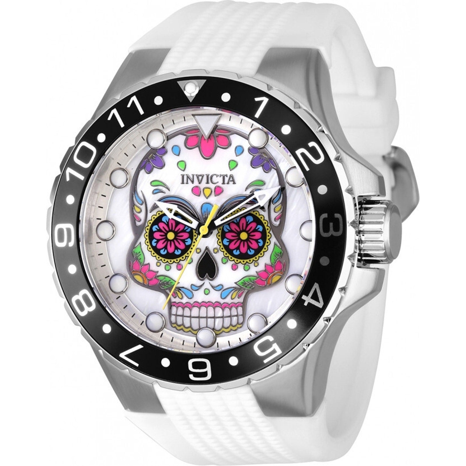 Invicta Men's 50mm AVIATOR Dia De Los Muertos Quartz MOP Skull Dial Watch 36853 Invicta