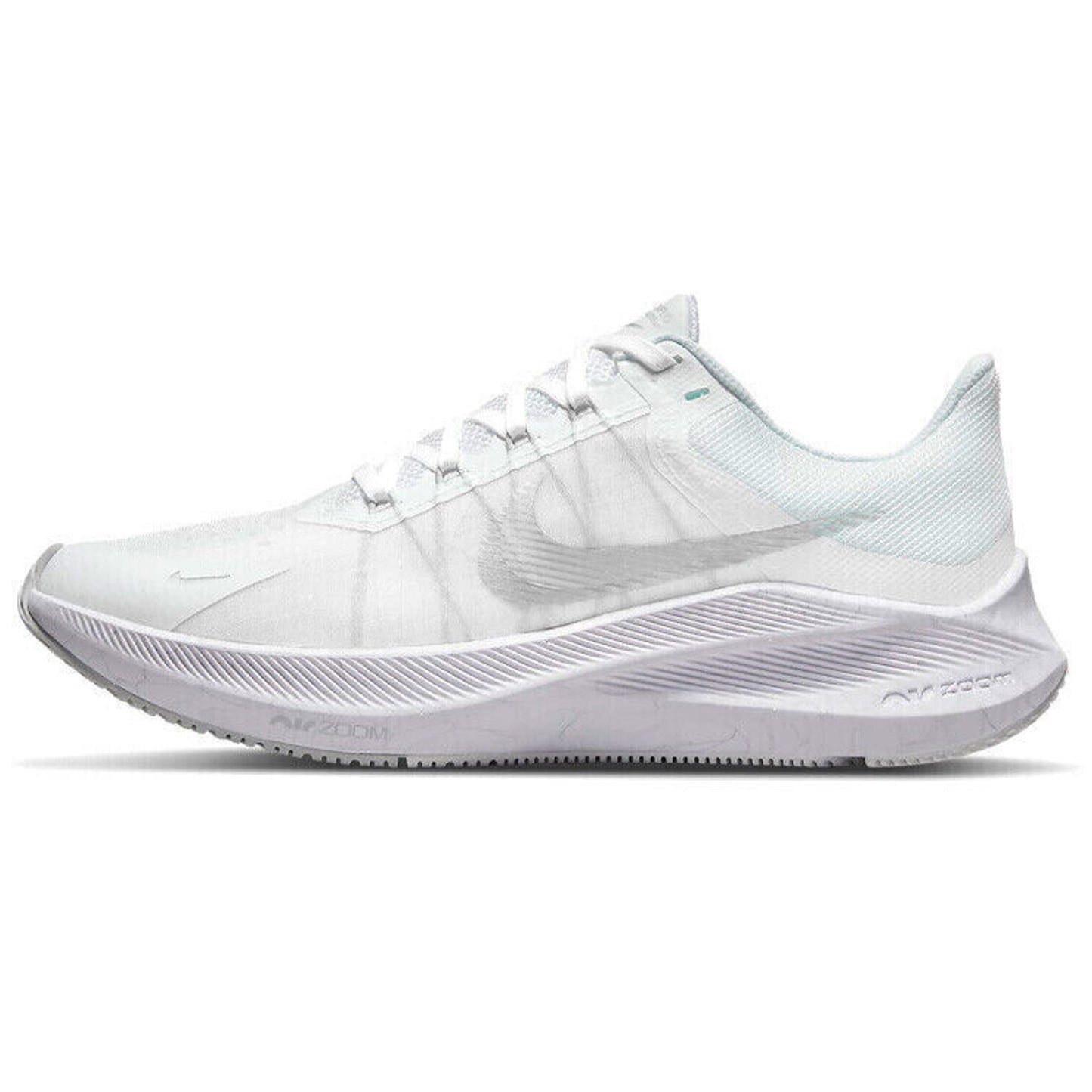 Nike Womens Zoom Winflo 8 Beige Running Shoes White/Metallic Silver US Size 7.5