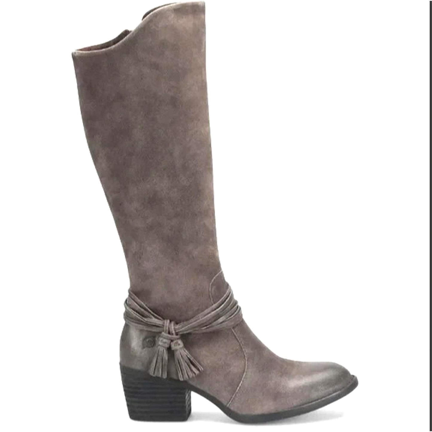 BORN Womens Quinn Tassel Suede Leather Calf Comfort Boots Taupe 8.5 Medium