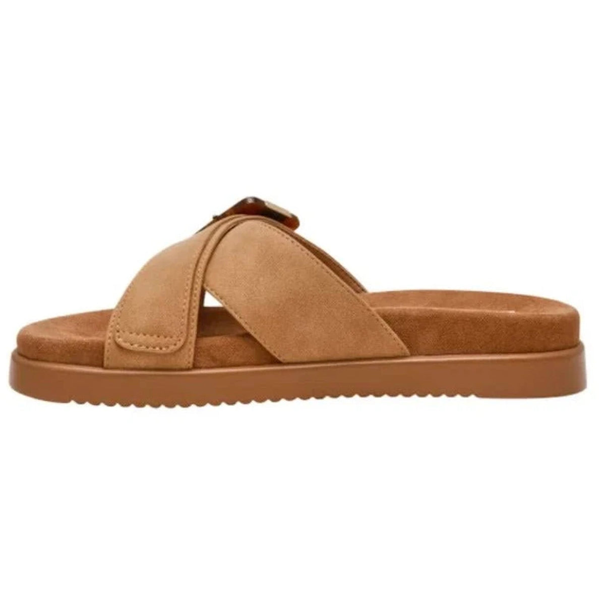 DV Dolce Vita Usha Womens Tan Buckle Slide Sandals Size 8