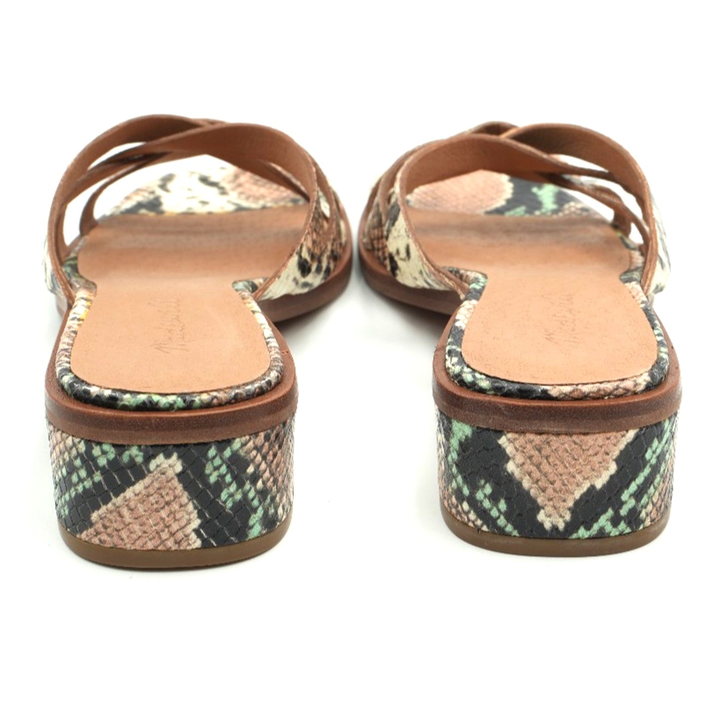 Madewell Melanie Sandals Flip Flops Shoe Womens Size 8.5 Beige Black Snake Print