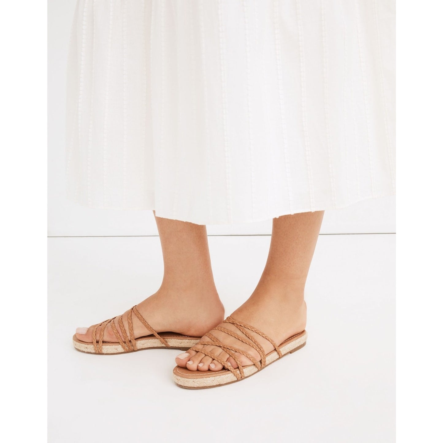 Madewell The Kathryn Espadrille Slide Sandal in Brown Leather Size 8 M Braided