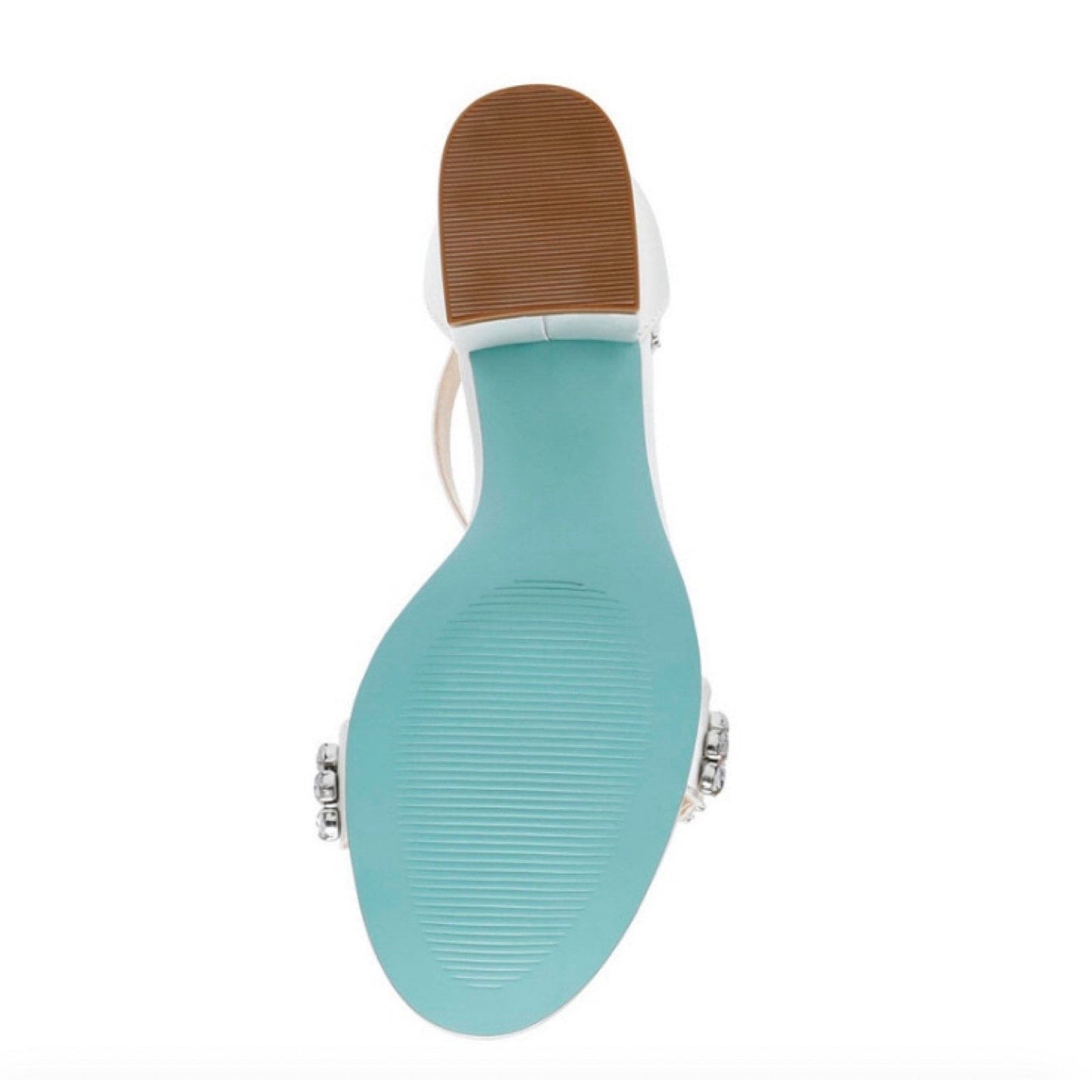 Betsey Johnson SB-Mel Block Heel Jeweled Satin Sandal Ivory Women 9M Betsey Johnson