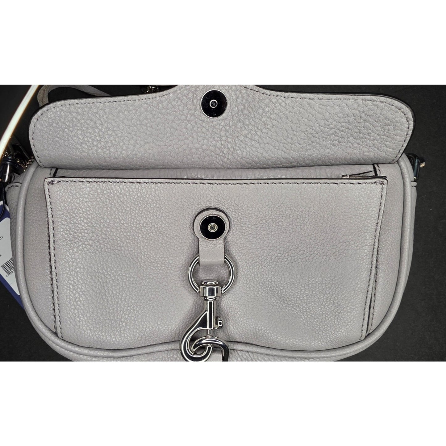 Rebecca Minkoff Leather Blythe Crossbody Bag Chain Gray