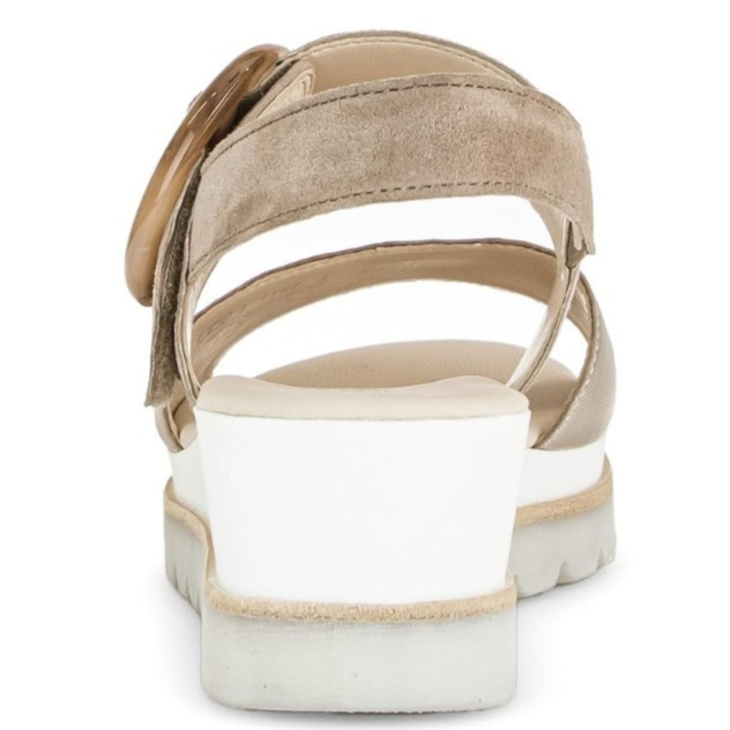 Gabor Women's 64.645 Puder Rabbit Leather Wedge Sandals Silver beige Size 8.5 M