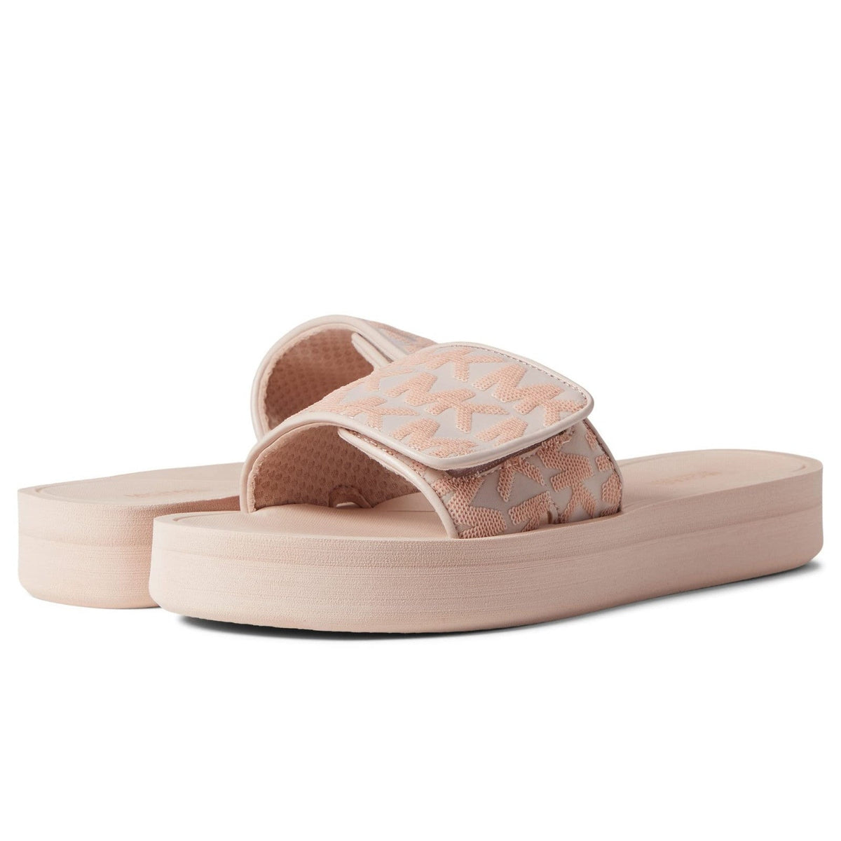 Michael Kors Signature Slides Flat Wedges Sandals Dusty Rose Soft Pink Size 9