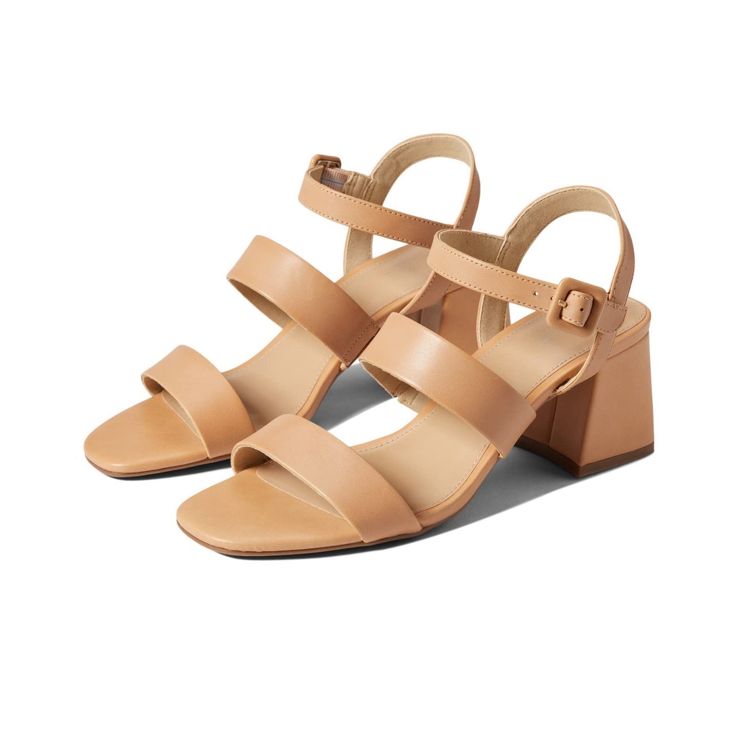 Rockport Farrah 3 Band Sandals Macadamia Leather Block Heel Women's 8.5 M