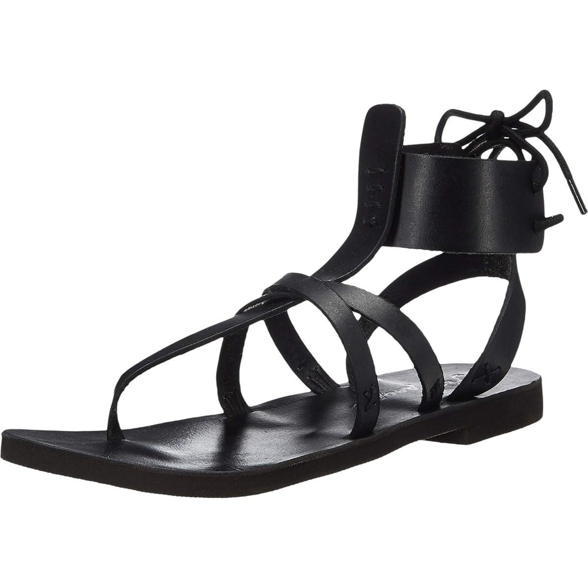 Free People Vacation Day Wrap Sandal Black Leather Size 39.5 EU/US 9 M