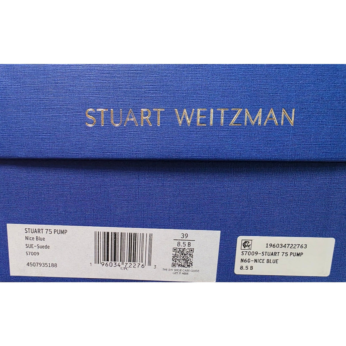 Stuart Weitzman Stuart 75 Stiletto Pumps Blue Suede Pointed Toe Size 8.5 B